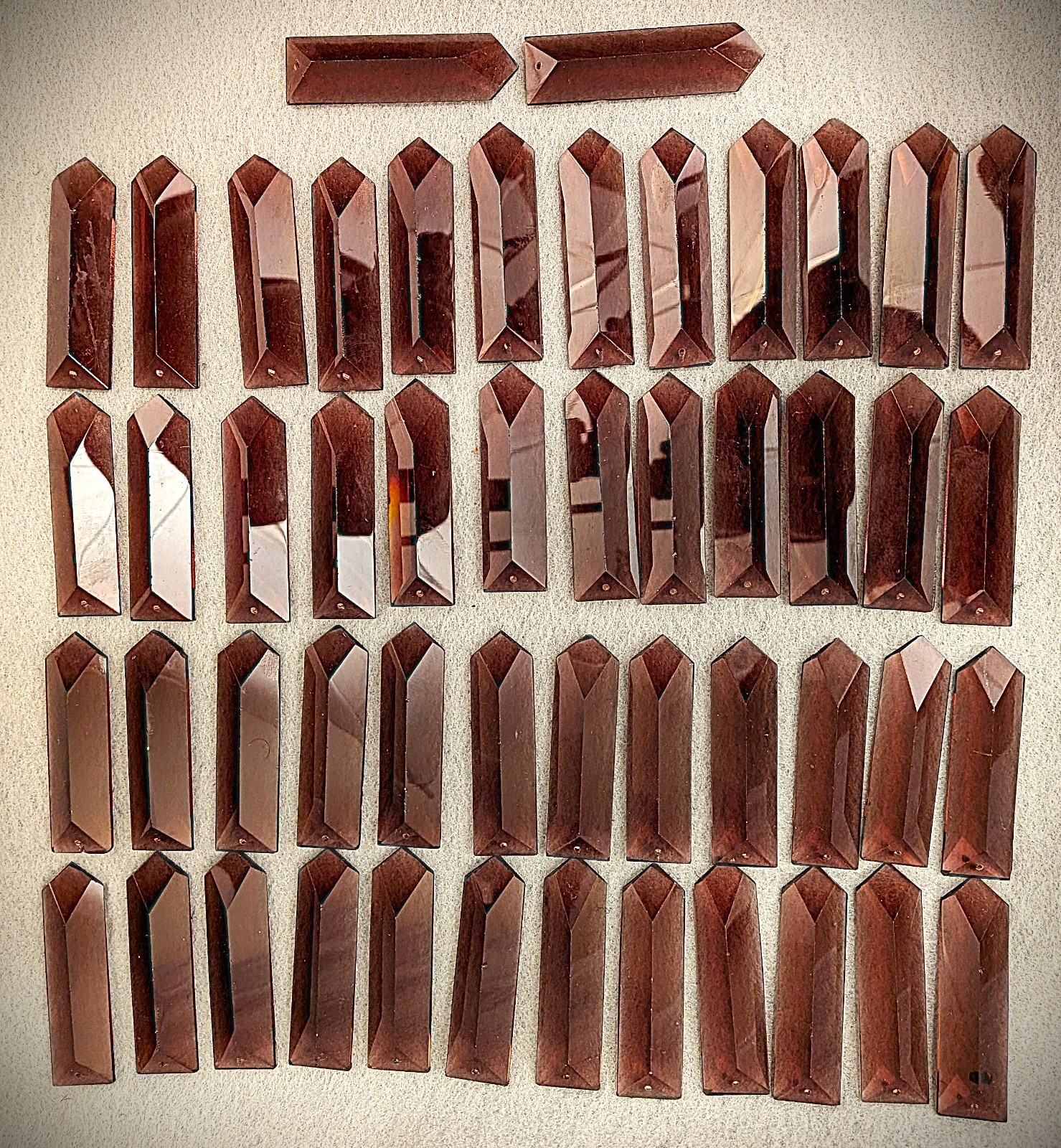 Lot (50) Vintage Crystal Prisms Amethyst Spear Drop for Chandelier Parts Restore