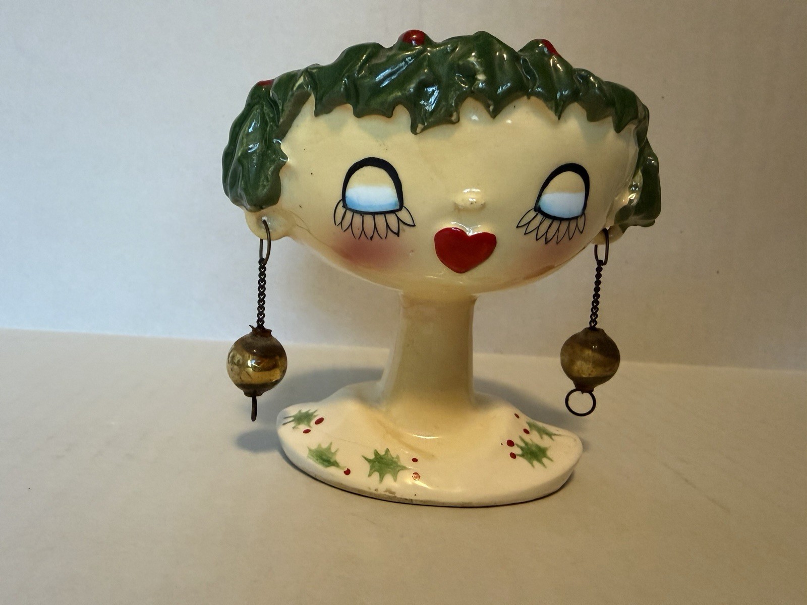 Vintage 1959 Holt Howard My Fair Lady Christmas Holly Head Vase Vintage 1959 Holt Howard My Fair Lady Christmas Holly Head Vase