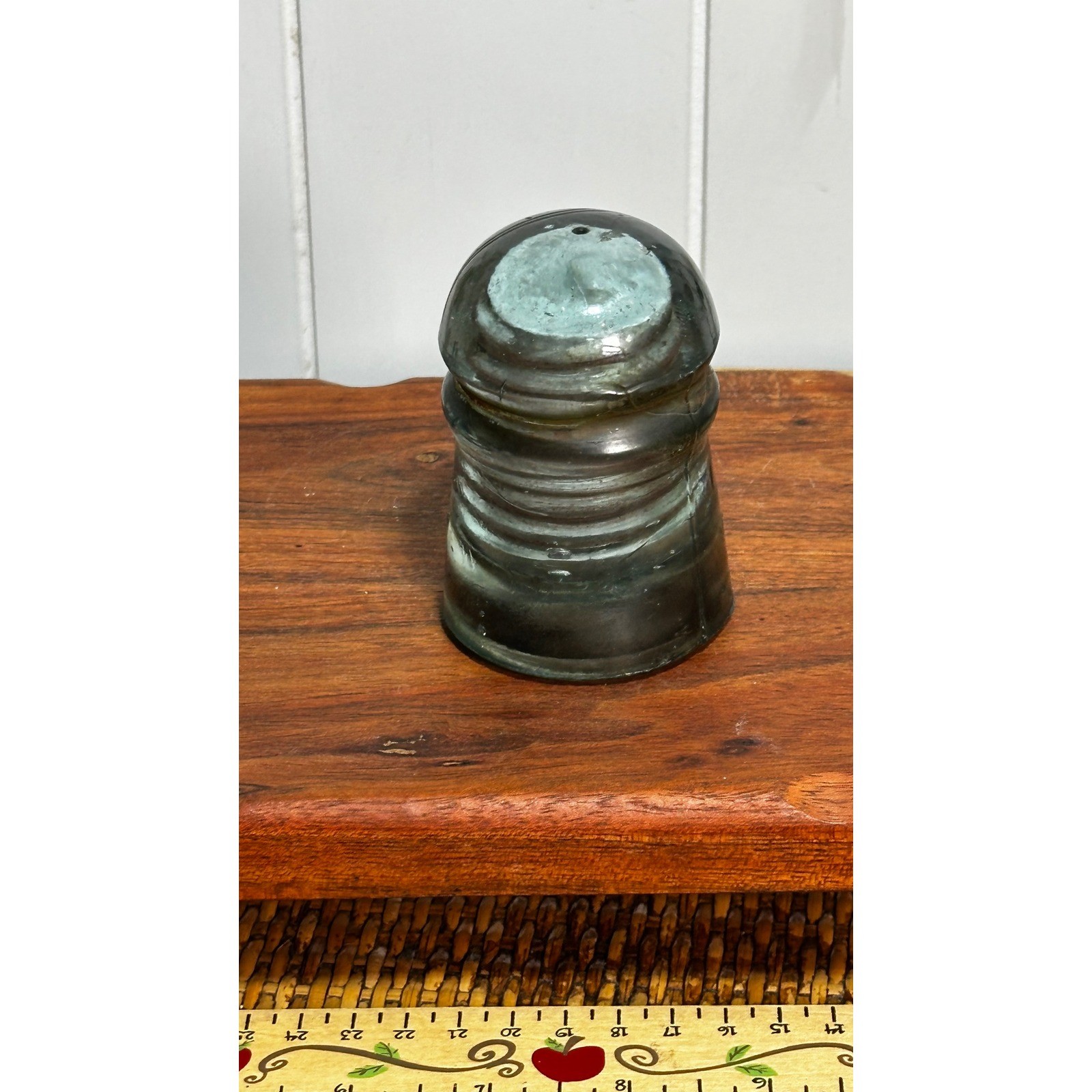 Vintage Aqua Blue Green Glass Telegraph Telephone Insulator Heavy Dome Top