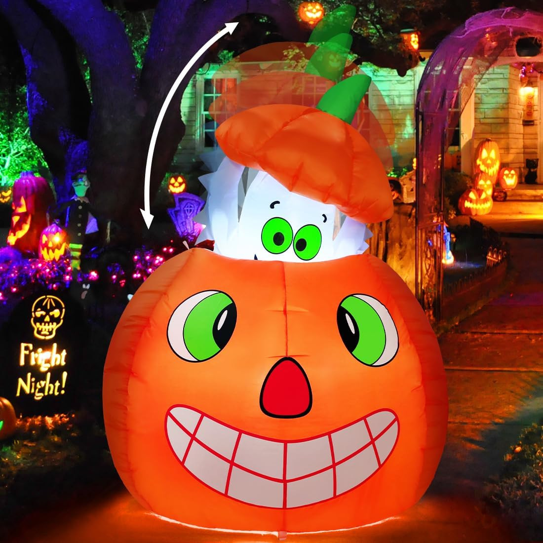 5 FT Halloween Inflatables Animated Pumpkin Ghost Outdoor Decorations Blow up Ya 5 FT Halloween Inflatables Animated Pumpkin Ghost Outdoor Decorations Blow up Ya