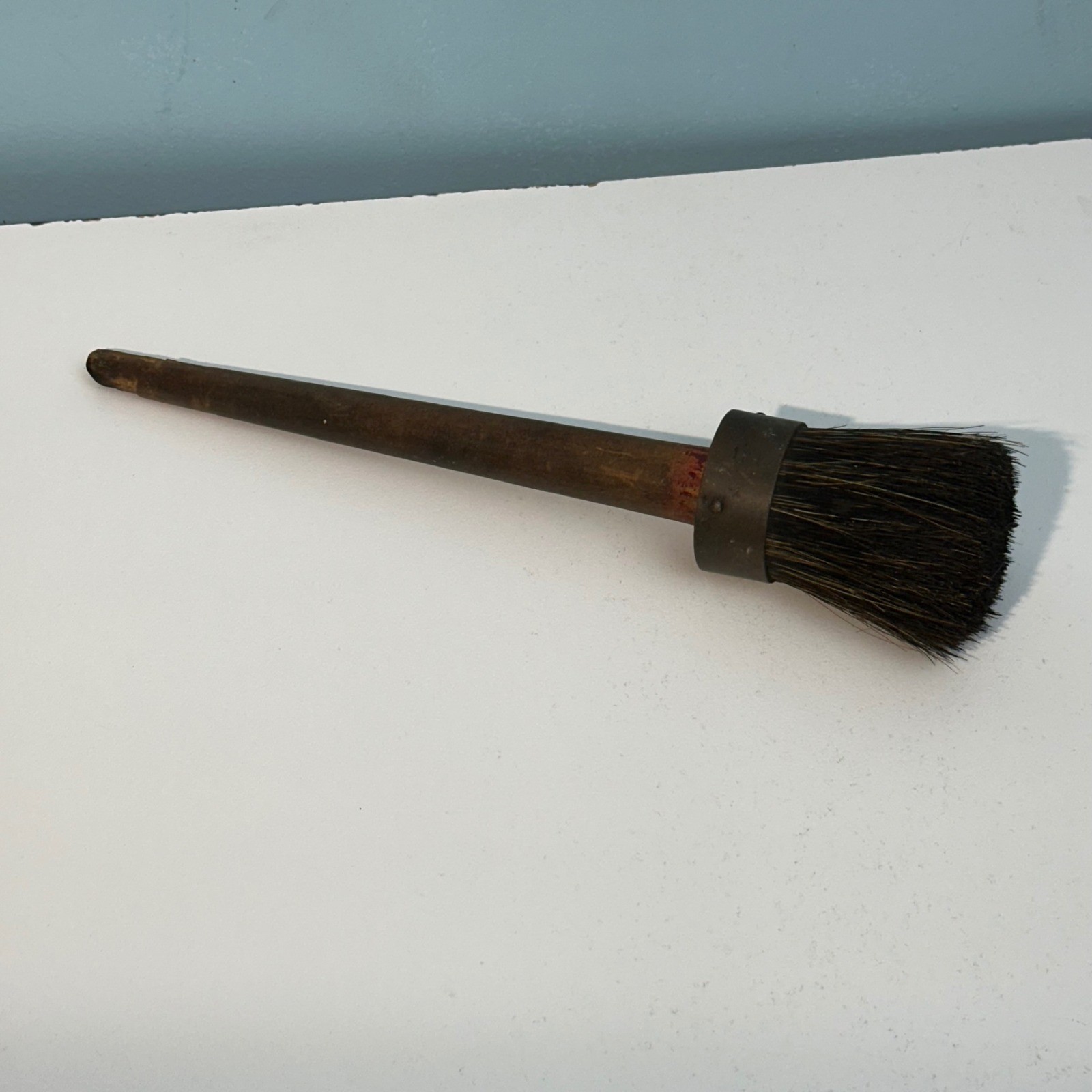 Vintage Antique Round Stencil Brush Wood Handle Industrial Paint Tool 12 Inch