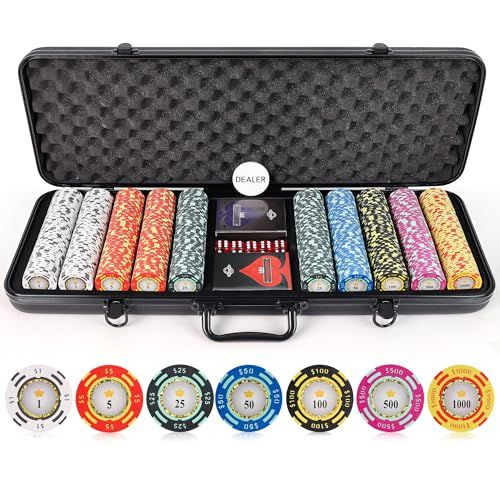 Versa Games Poker Chips - Clay Poker Chips Set - 13.5g 500 Piece Crown Casino Po