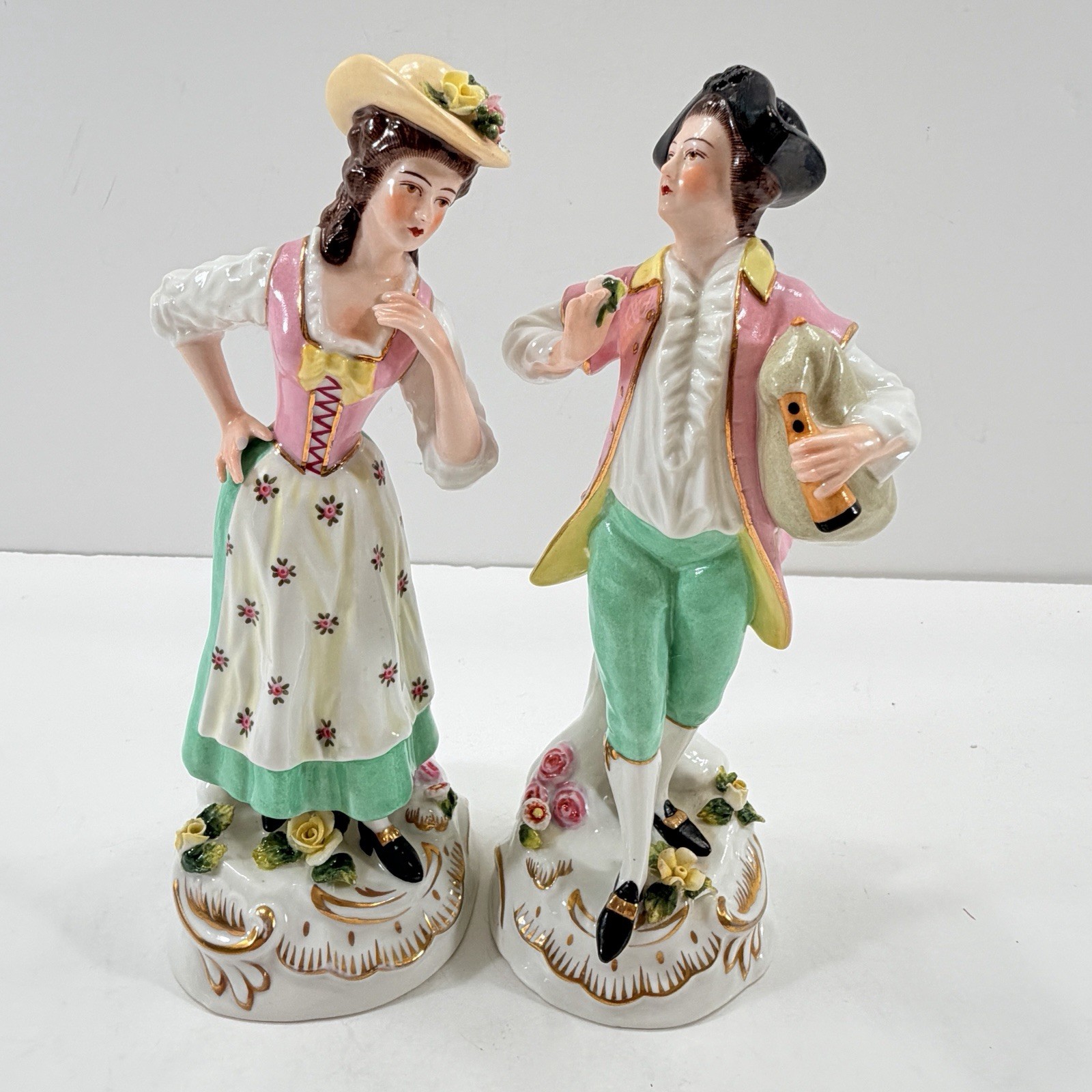 Antique 1920-40s Pair Vista Alegre Porcelain Figurine Dancing Woman Man AS IS Antique 1920-40s Pair Vista Alegre Porcelain Figurine Dancing Woman Man AS IS