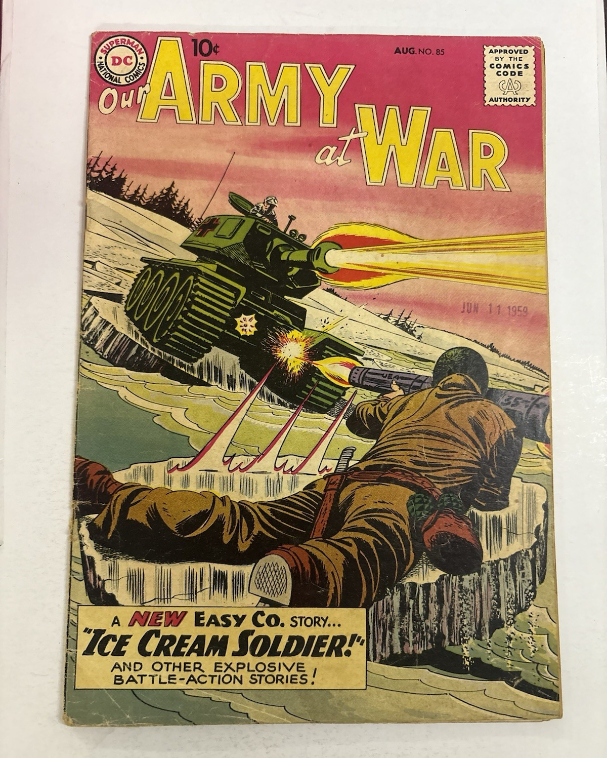 DC Comics Our Army at War #85 (Aug 1959) Ice Cream Soldier Kubert