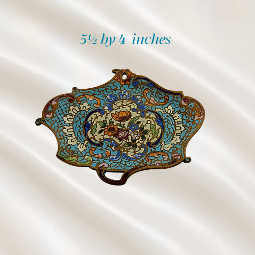 Antique French Champleve Enameled Brass Small Decorative Tray Trinket Dish 5.5 Antique French Champleve Enameled Brass Small Decorative Tray Trinket Dish 5.5