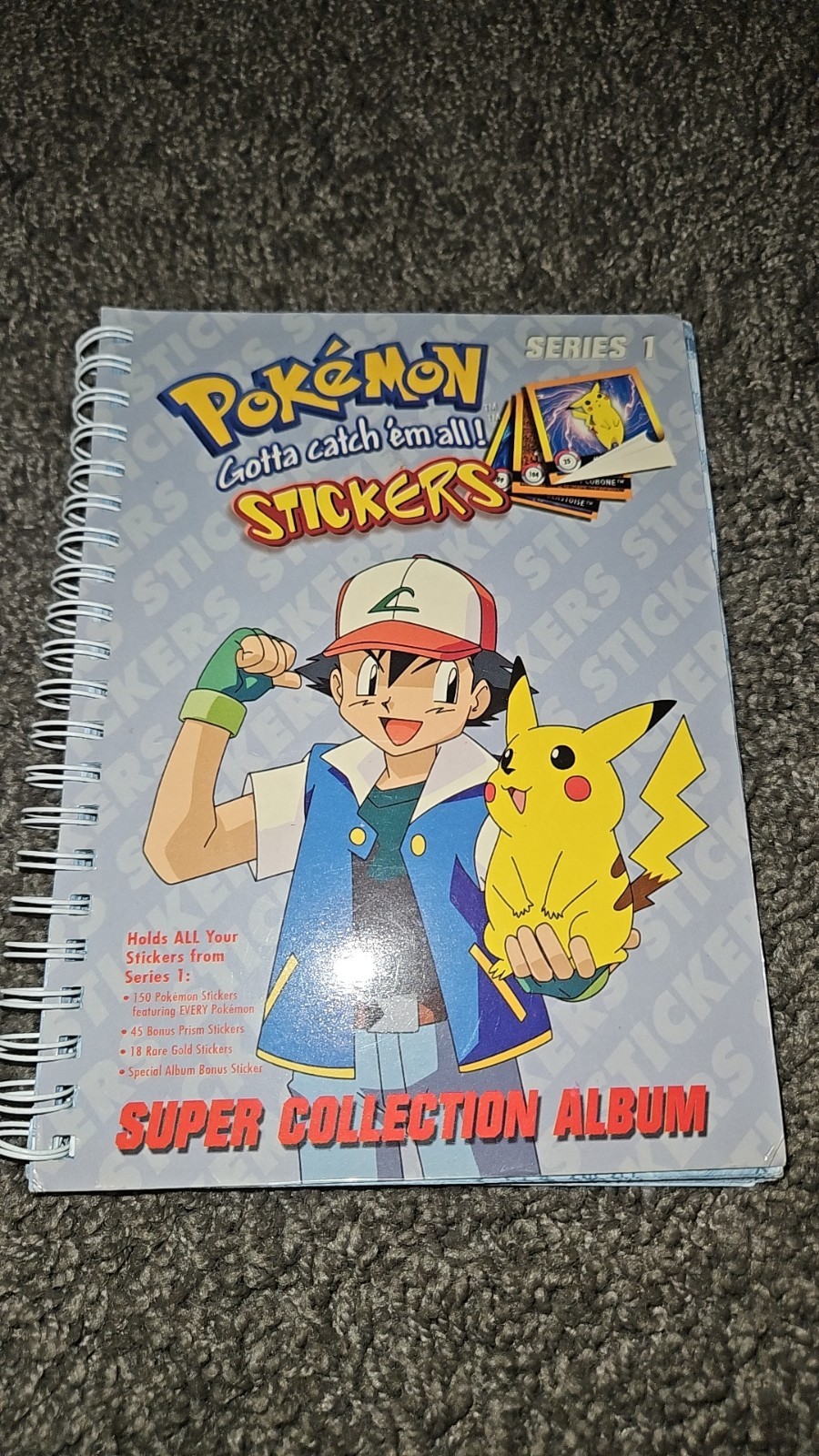  vintage 1999 Pokémon Series 1 Stickers Super Collection Album made by Artbox.