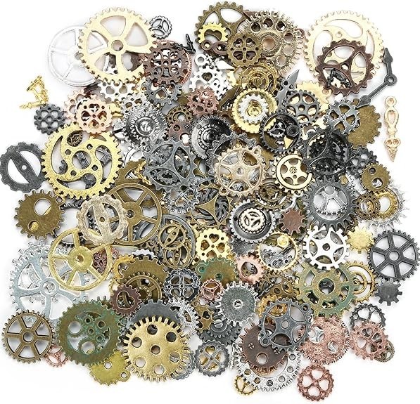 300g Antique Steampunk Gears Mixed Metal Clock Parts for DIY Jewelry Crafts