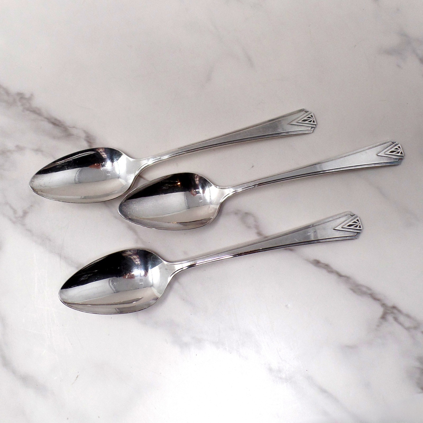 Vintage Oneida Community Plate Deauville Art Deco 1929 Place Spoons, Set of 3