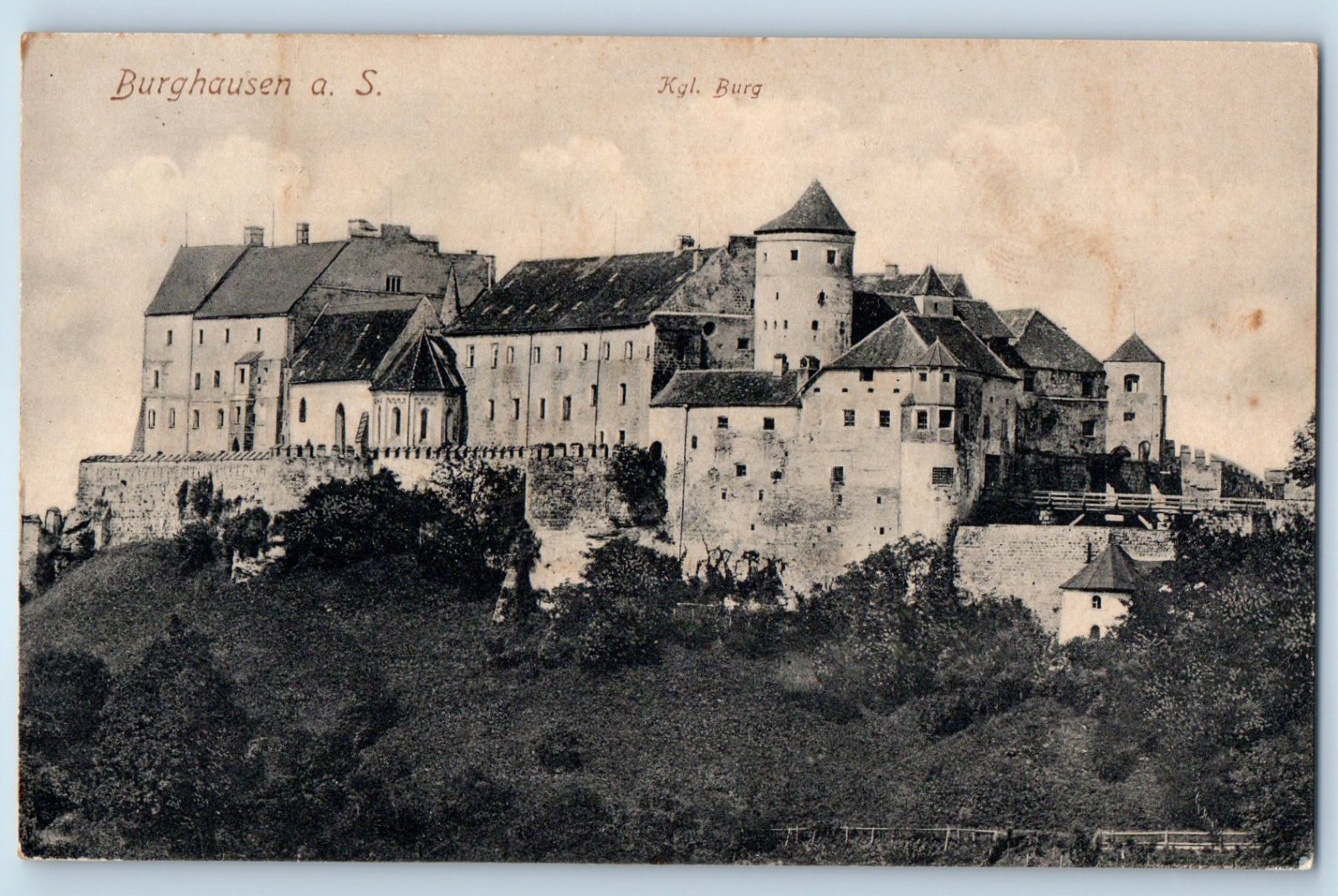 Upper Bavaria Germany Postcard Burghausen Castle 1909 Antique Posted