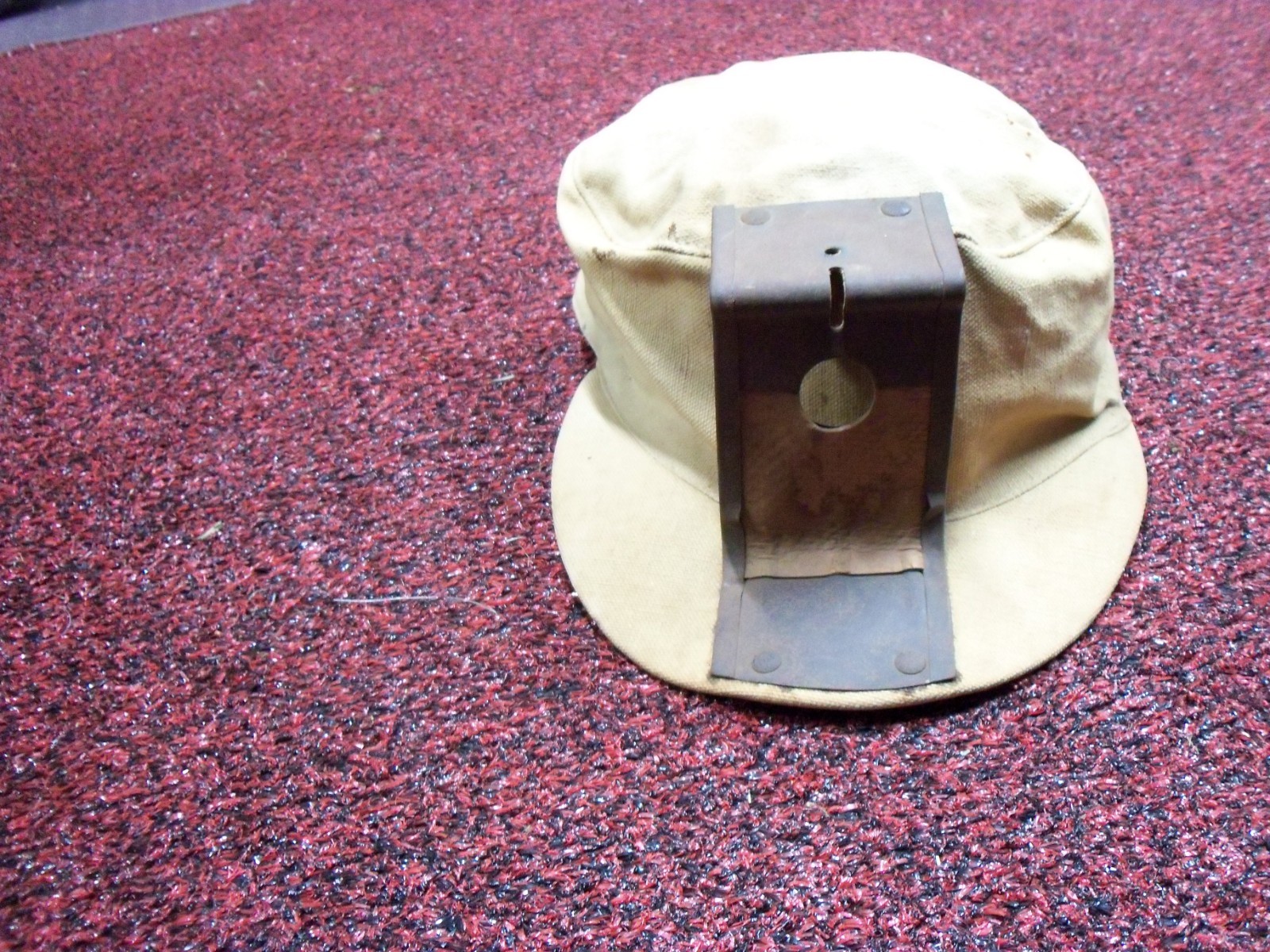 Vintage Coal Miners Canvas Cap Hat Good Condition Tan