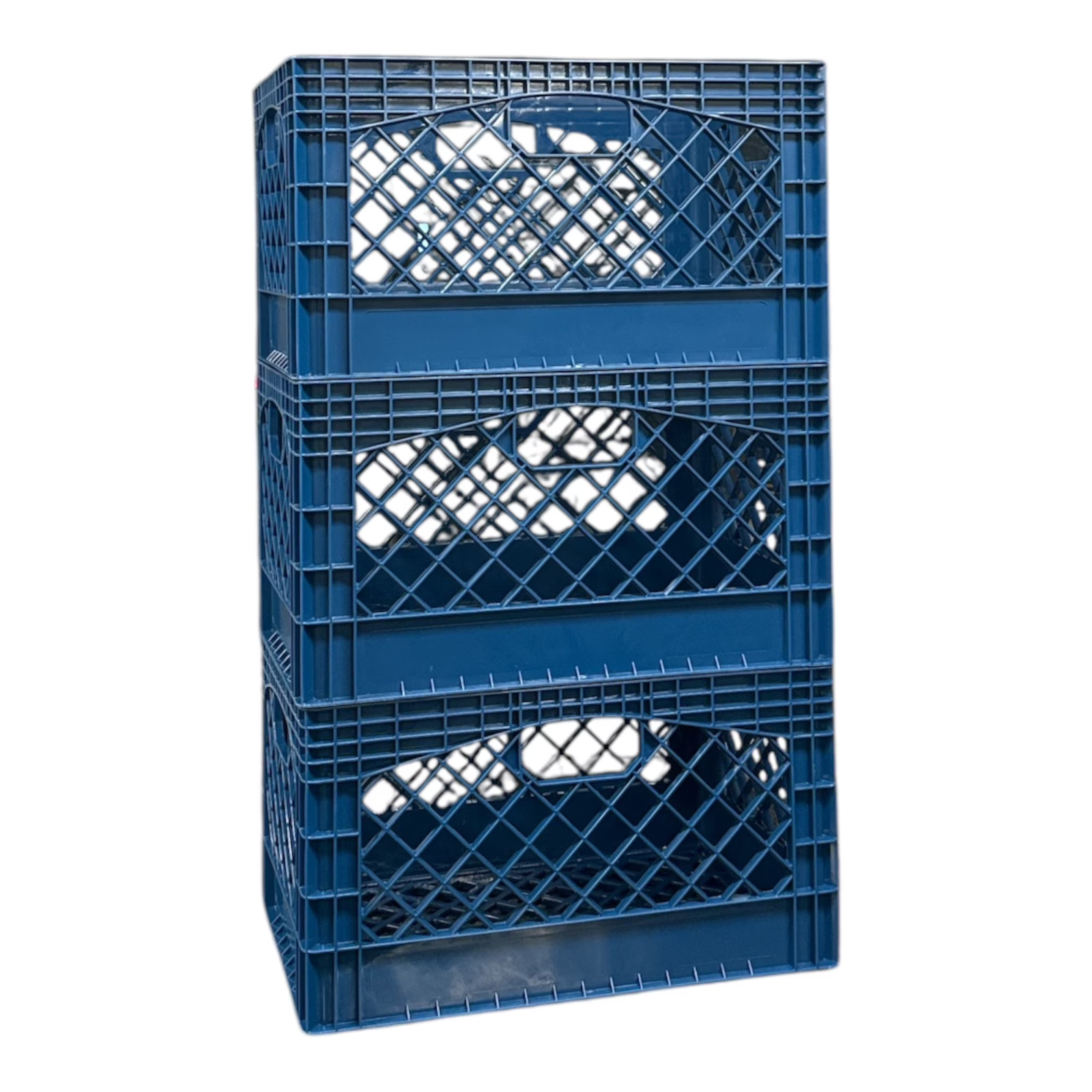 Juggernaut Storage 24 Qt Heavy Duty Plastic Milk Crate with Handles, Blue,3 Pack Juggernaut Storage 24 Qt Heavy Duty Plastic Milk Crate with Handles, Blue,3 Pack