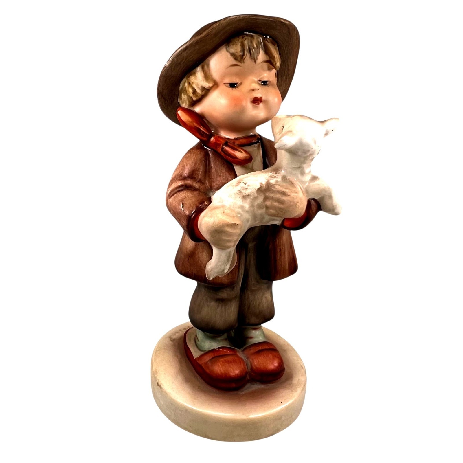 Vtg Goebel Hummel Boy Holding Lamb #64 German Porcelain Collectible 6 inch