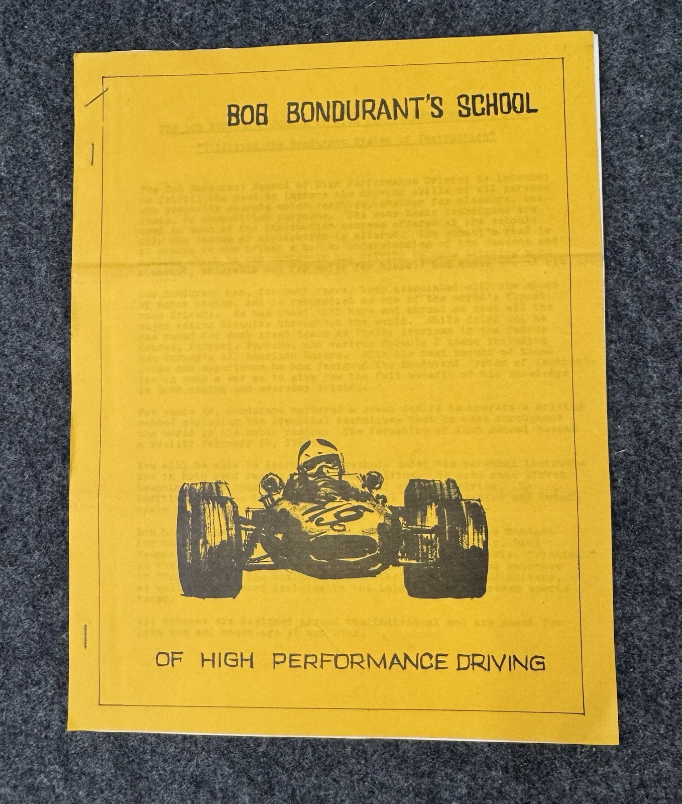 VTG 1969 Bob Bondurant School of Driving Application w/ SIGNED LETTER Autograph VTG 1969 Bob Bondurant School of Driving Application w/ SIGNED LETTER Autograph