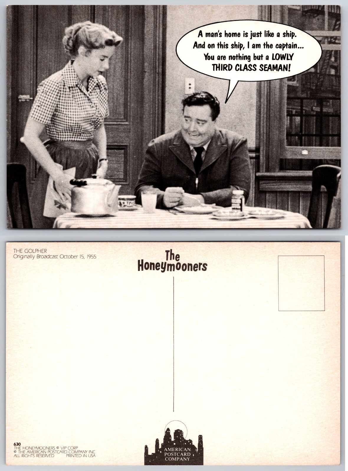 Continental The Honeymooners Comedy Scene Postcard