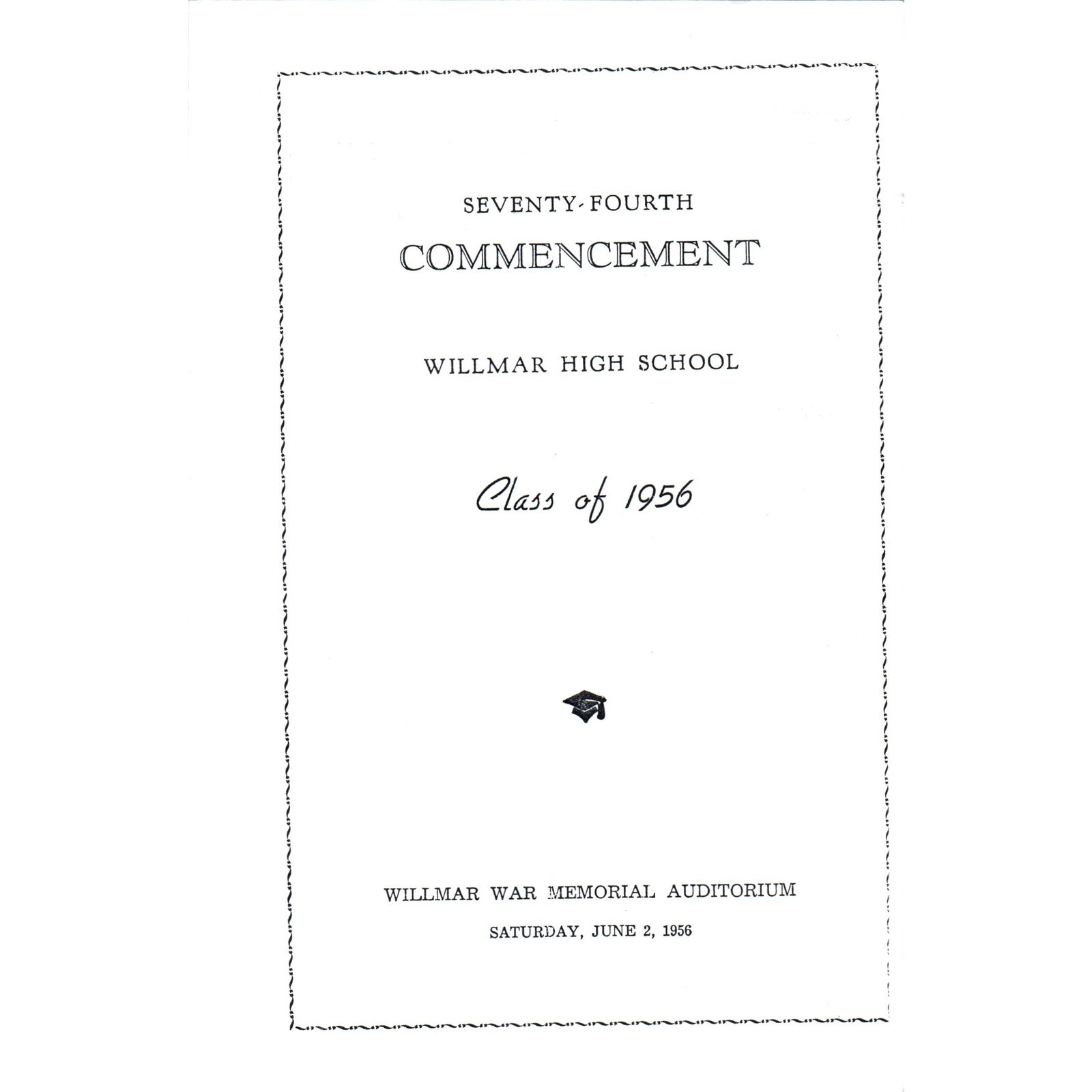 1956 Willmar High School Commencement Program Willmar MN L3-3