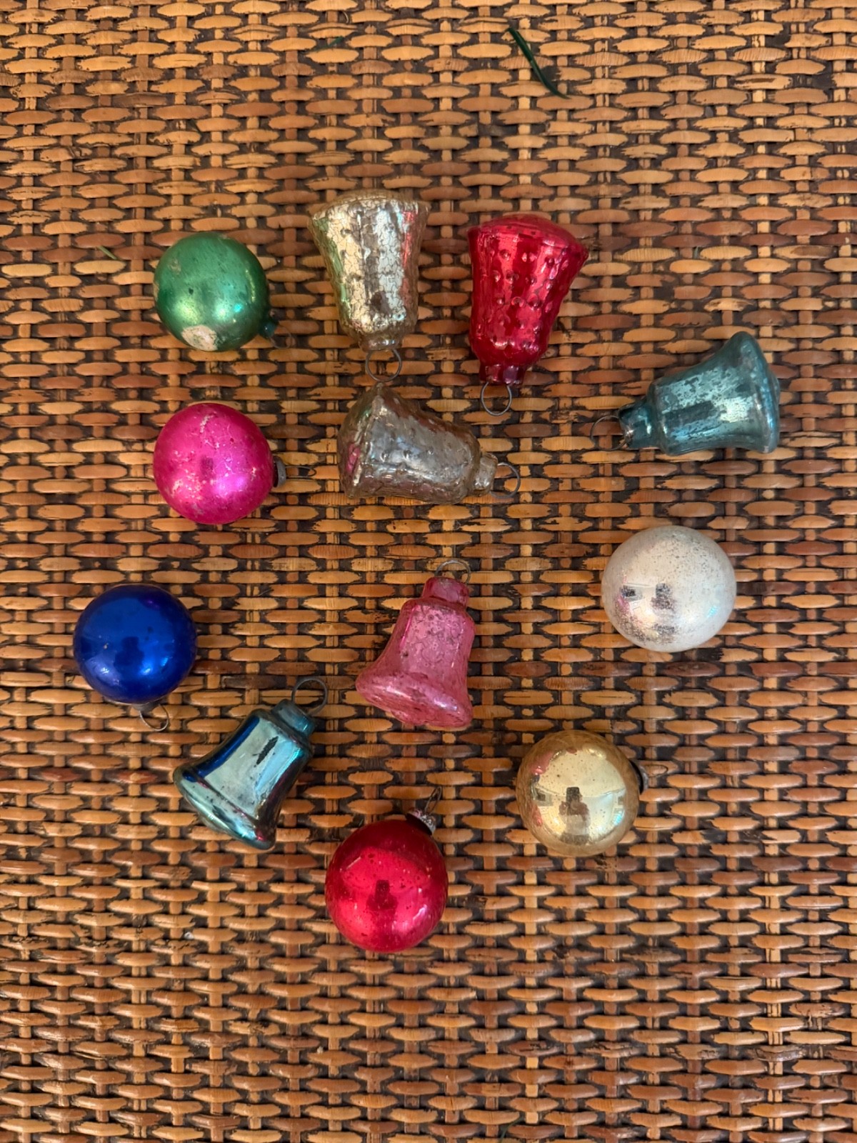 12 Antique German Mercury Glass Feather Tree Ornaments 12 Antique German Mercury Glass Feather Tree Ornaments
