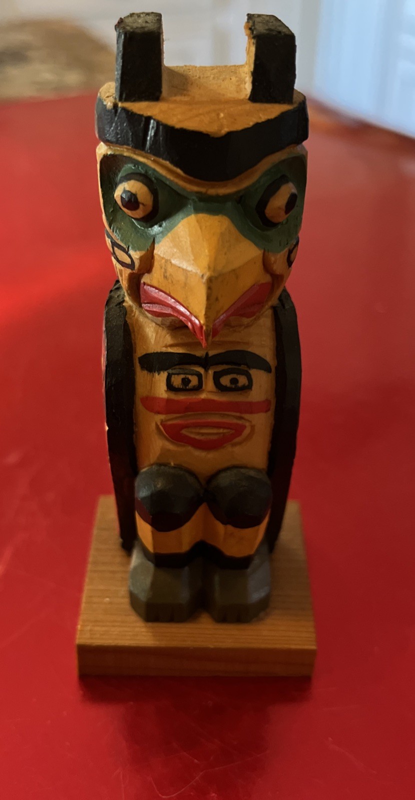 Alaskan Carved Totem Pole With Artist Signature On The Bottom 4” Alaskan Carved Totem Pole With Artist Signature On The Bottom 4”