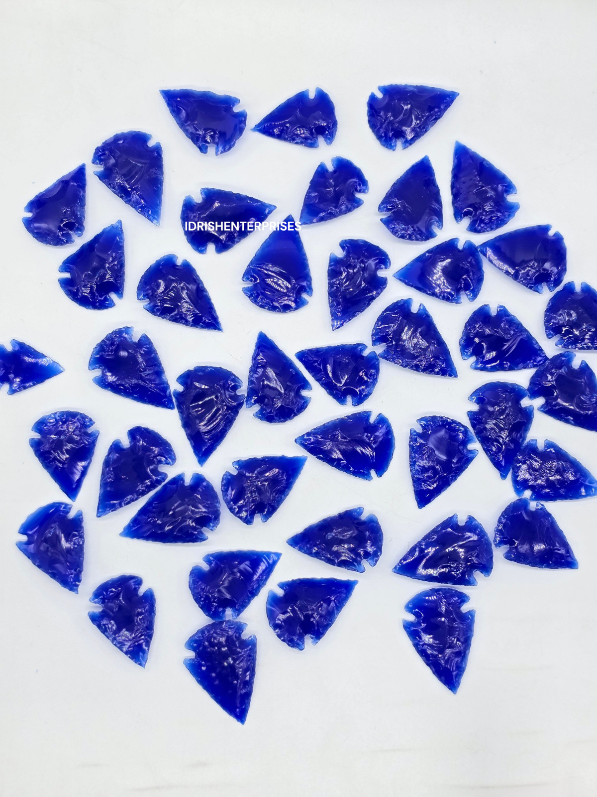 Handmade Blue Obsidian Glass Arrowhead Small Knapped Style Points Lot.