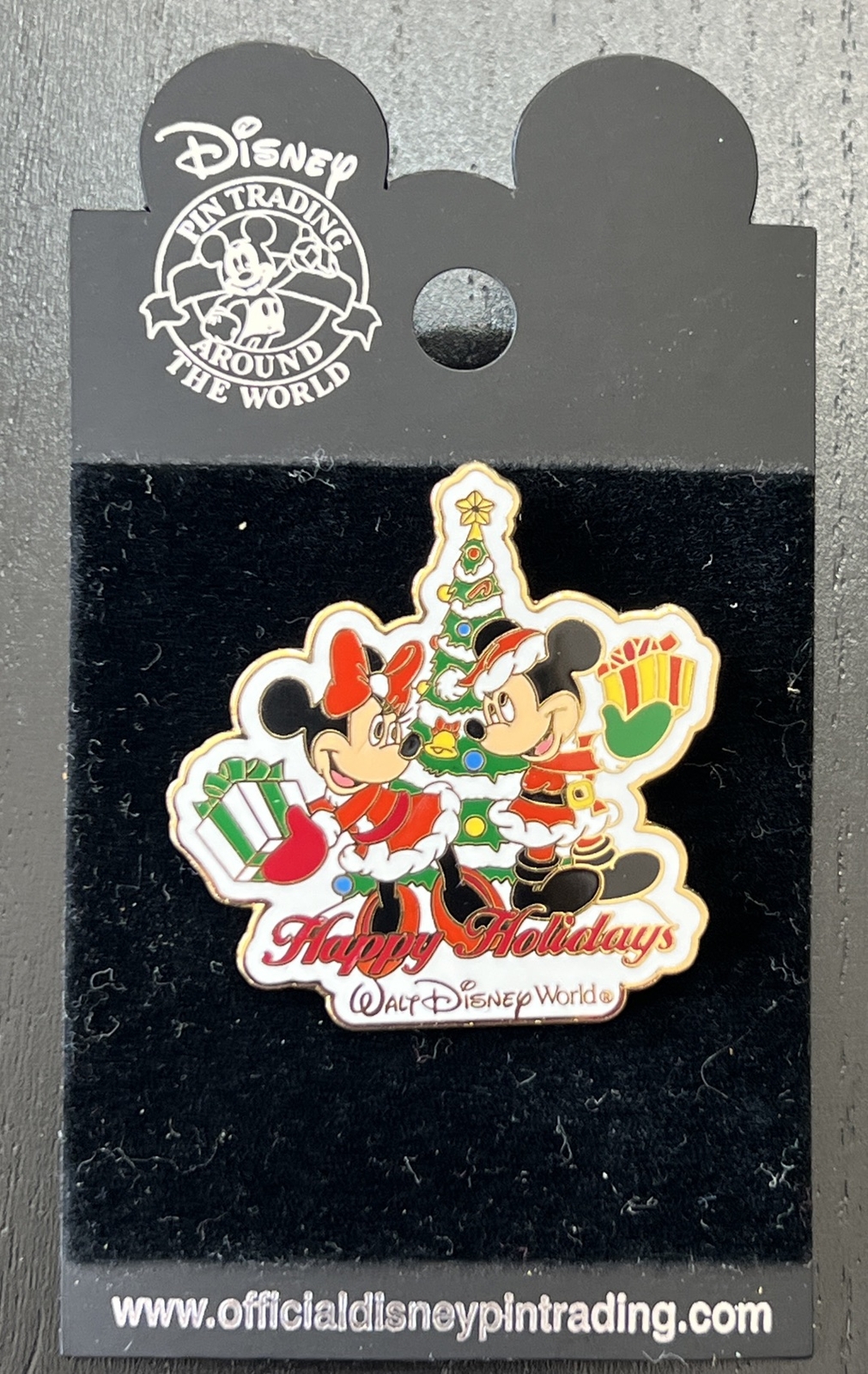 Disney World Pin 2002 Christmas Happy Holidays Mickey & Minnie Mouse On Card Disney World Pin 2002 Christmas Happy Holidays Mickey & Minnie Mouse On Card