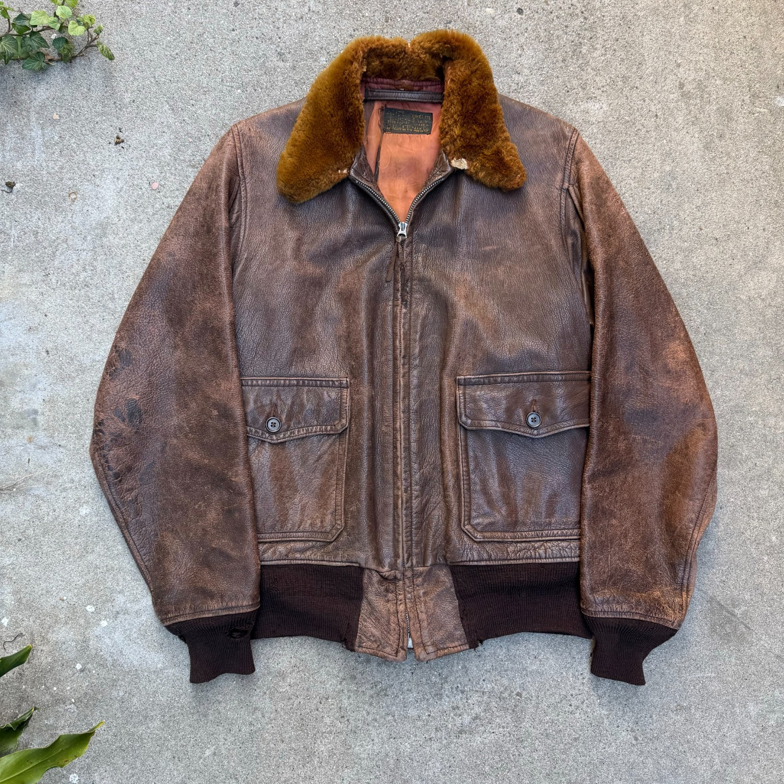VTG 40s WWII M422A Fried Ostermann Co Named US Navy Bomber Flight Jacket USN Med