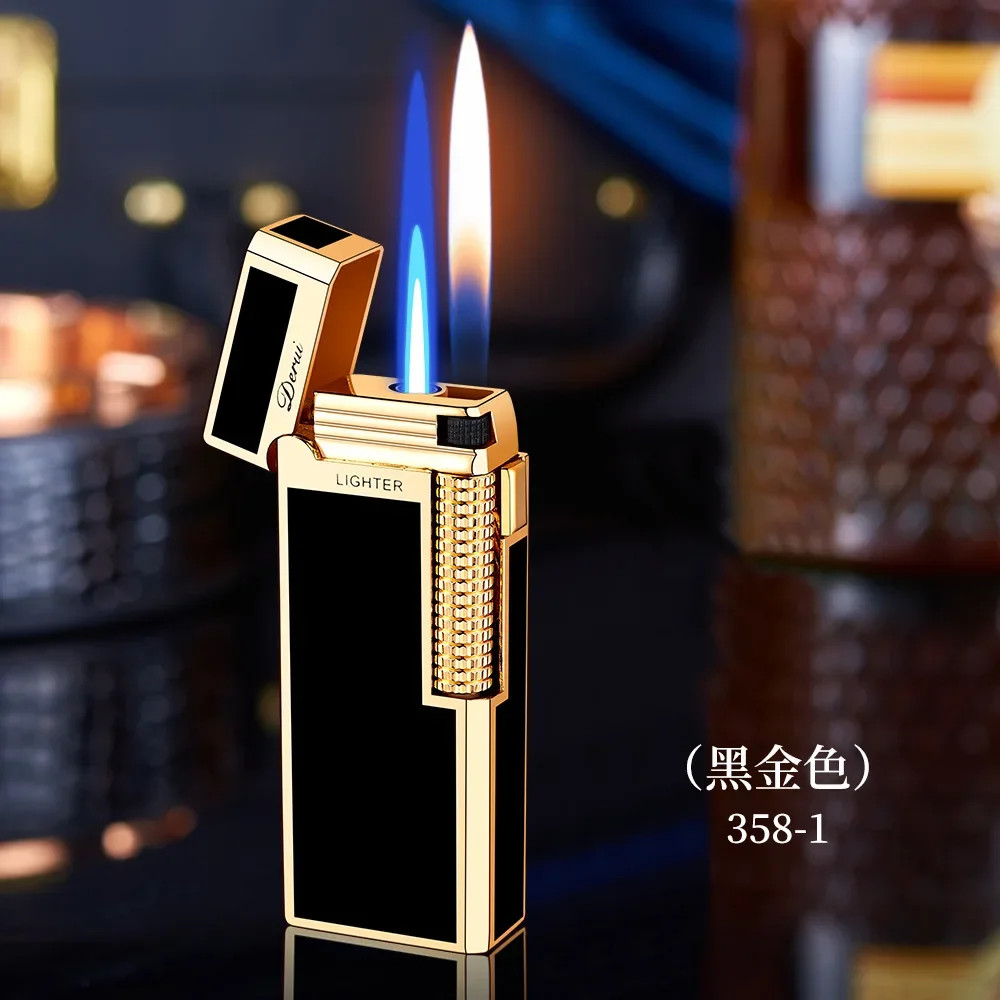 DERUI Dual Flame Torch Lighter Slim Windproof Butane Metal Luxury Gift Pro......