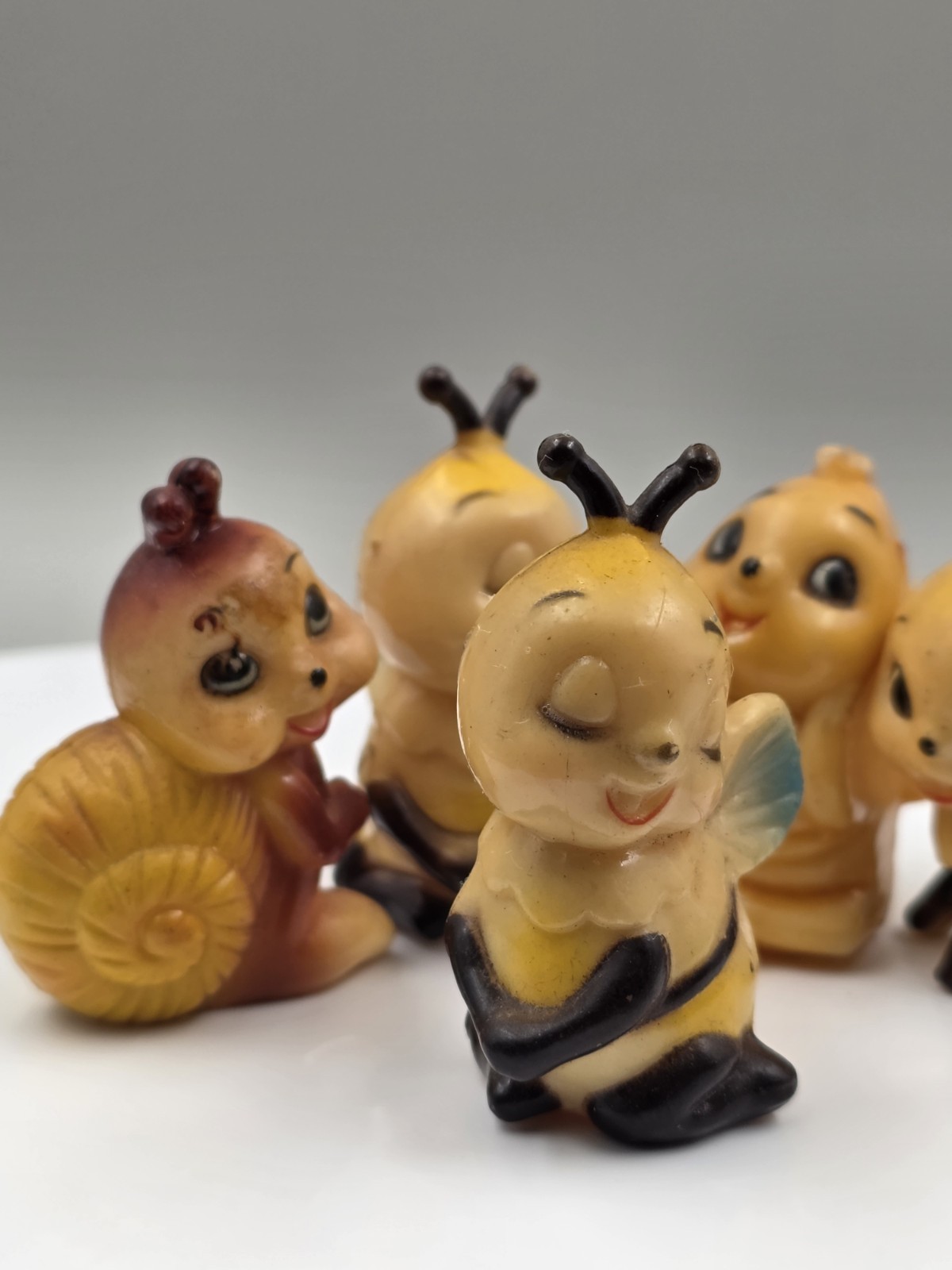 Vintage Josef Originals Style Bug Figurines Lot of 5 Bees Snail Miniatures