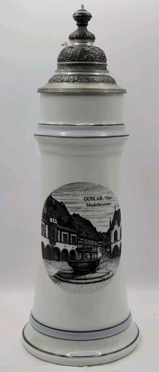 Vintage Theo Kuhn Lidded Beer Stein TK Bavaria Germany Goslar Harz Marktbrunnen Vintage Theo Kuhn Lidded Beer Stein TK Bavaria Germany Goslar Harz Marktbrunnen