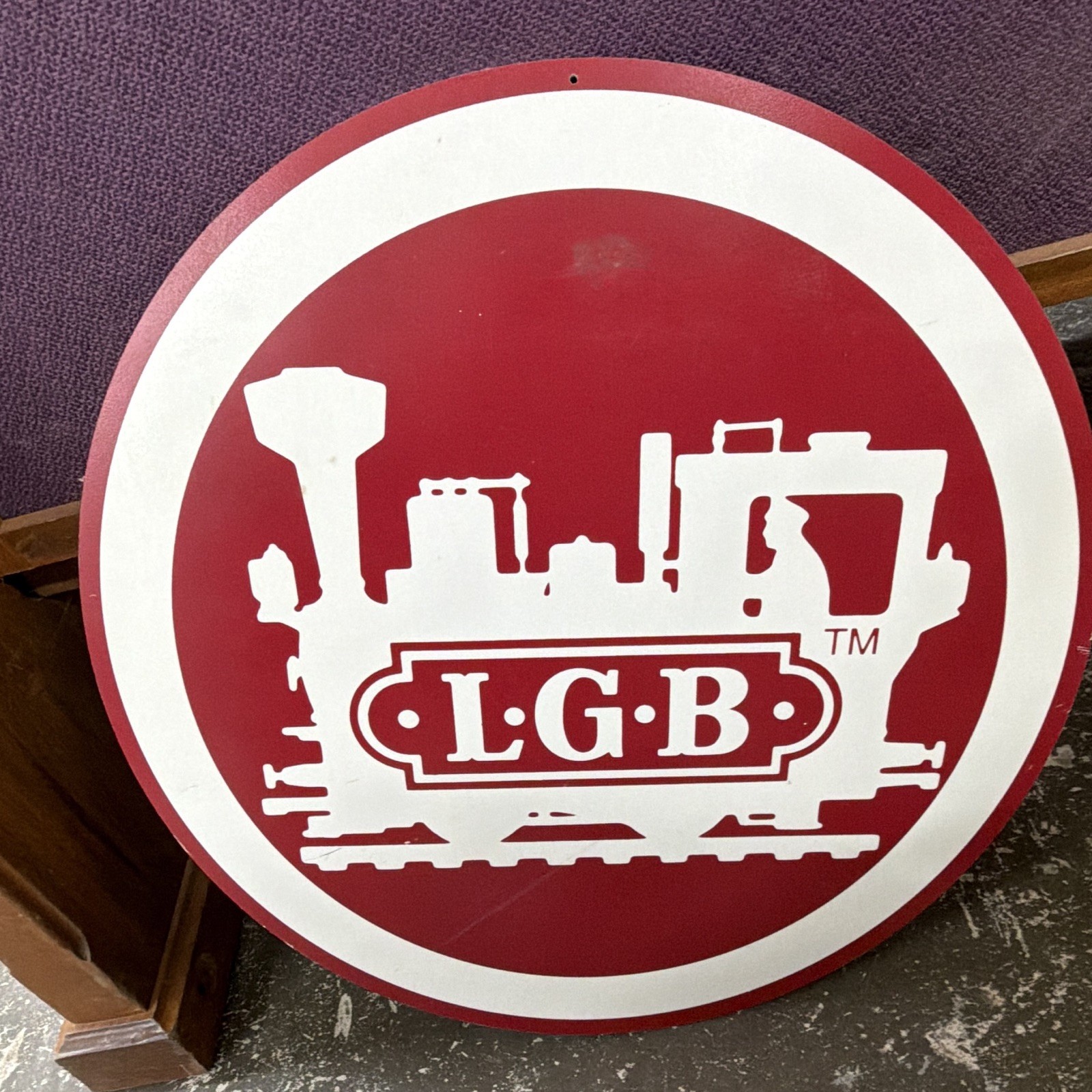 LGB Lehmann Round Metal Railroad Sign Plaque Train Logo Marke Lehmann 1881 LGB Lehmann Round Metal Railroad Sign Plaque Train Logo Marke Lehmann 1881