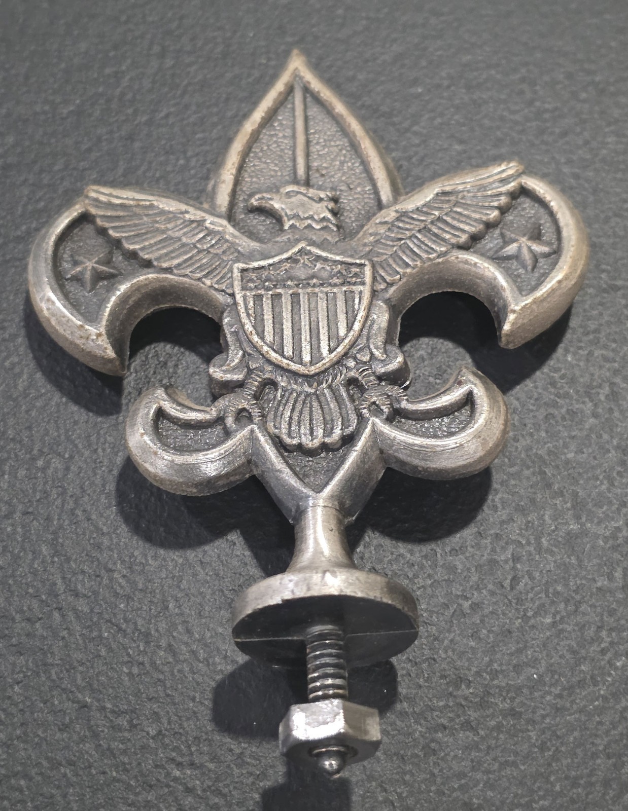 Vintage BSA Boy Scouts of America Metal Flag Pole Topper Finial Fleur-de-Lis 6oz