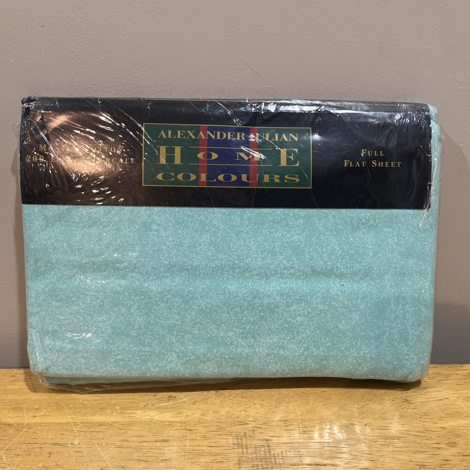 Vtg Dan River Full Flat Sheet Turquoise Julep Colours by Alexander Julian Vtg Dan River Full Flat Sheet Turquoise Julep Colours by Alexander Julian