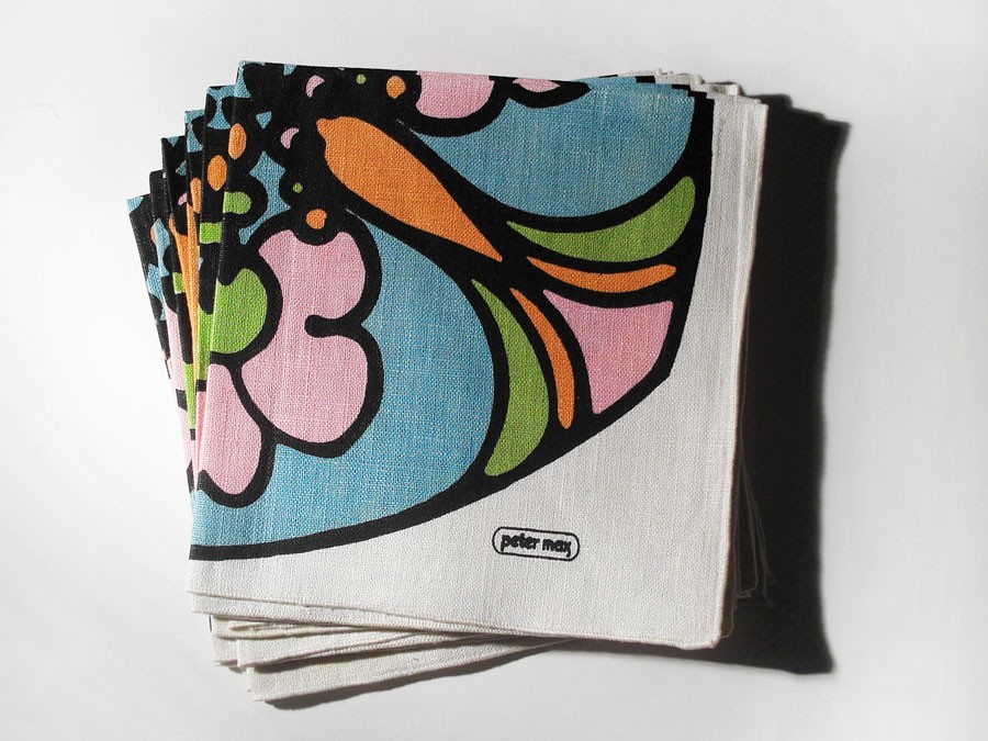 NOS Vintage PETER MAX Linen Napkin Set (6) 1968