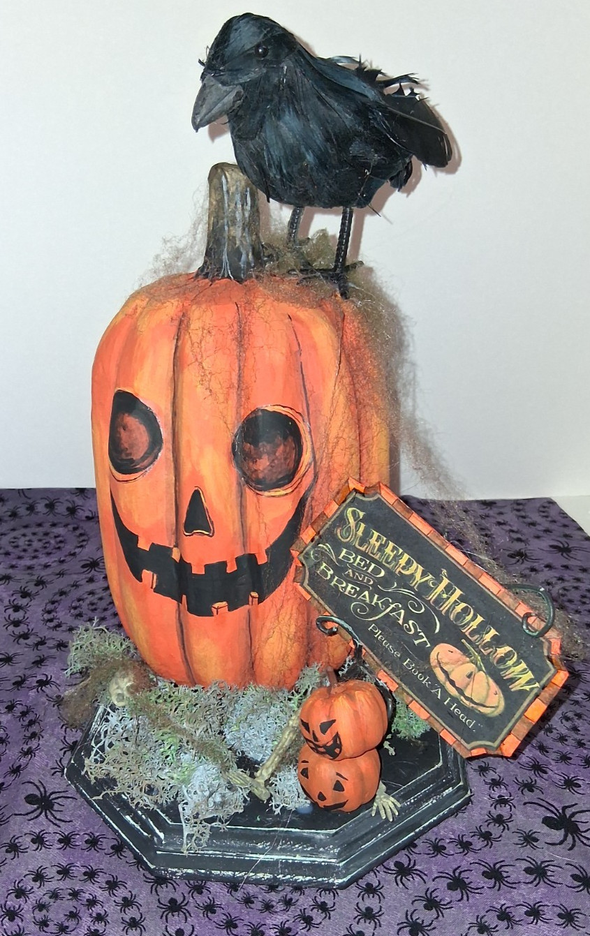 OOAK Hand Painted Paper Mac Halloween Center Piece HandMade Decor OOAK Hand Painted Paper Mac Halloween Center Piece HandMade Decor