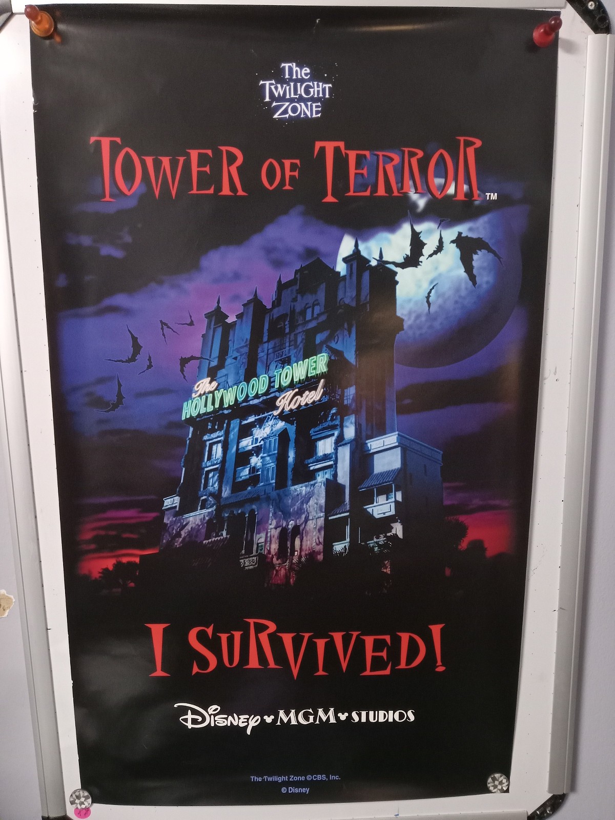 Disney MGM Studios The Twilight Zone Tower Of Terror I Survived Poster - Rare Disney MGM Studios The Twilight Zone Tower Of Terror I Survived Poster - Rare
