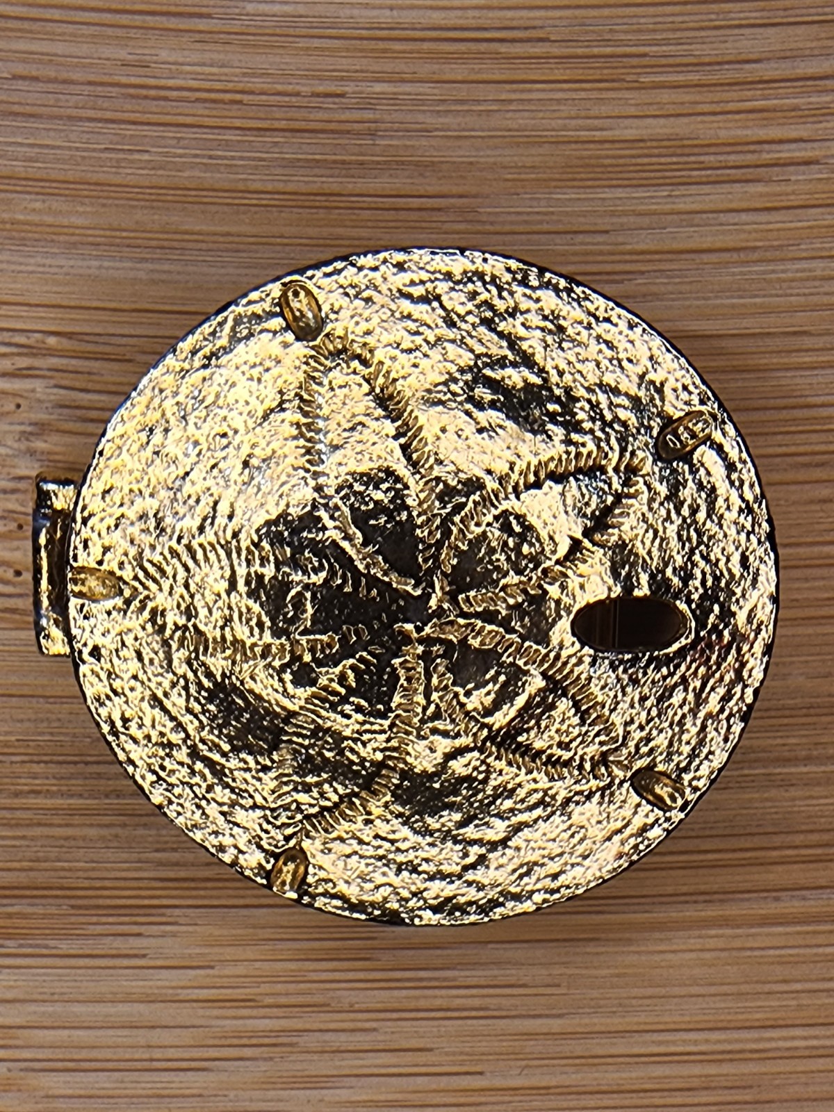 Vintage 1974 Mimi Di N Gold Tone Sand Dollar Interlocking Belt Buckle Nautical