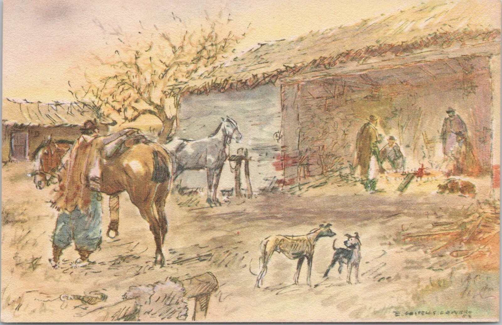 Illustrated PC Argentina Ranching Scene \ Illustrated PC Argentina Ranching Scene \
