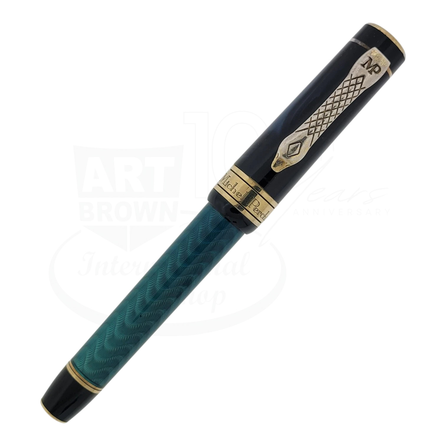 Preowned Michel Perchin MP5 Blue Mystic Sterling Silver Rollerball Pen, MP5BG110