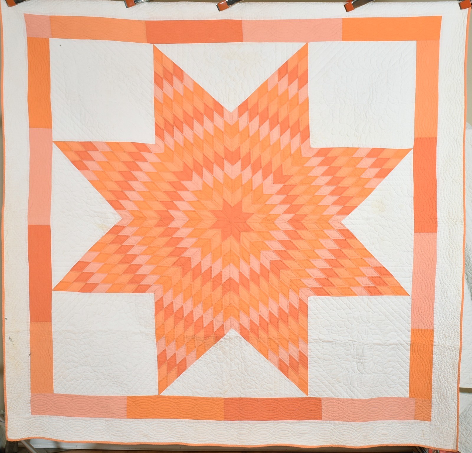 Well Quilted Vintage 30's Lone Star Antique Quilt ~Nice Sunset Colors
