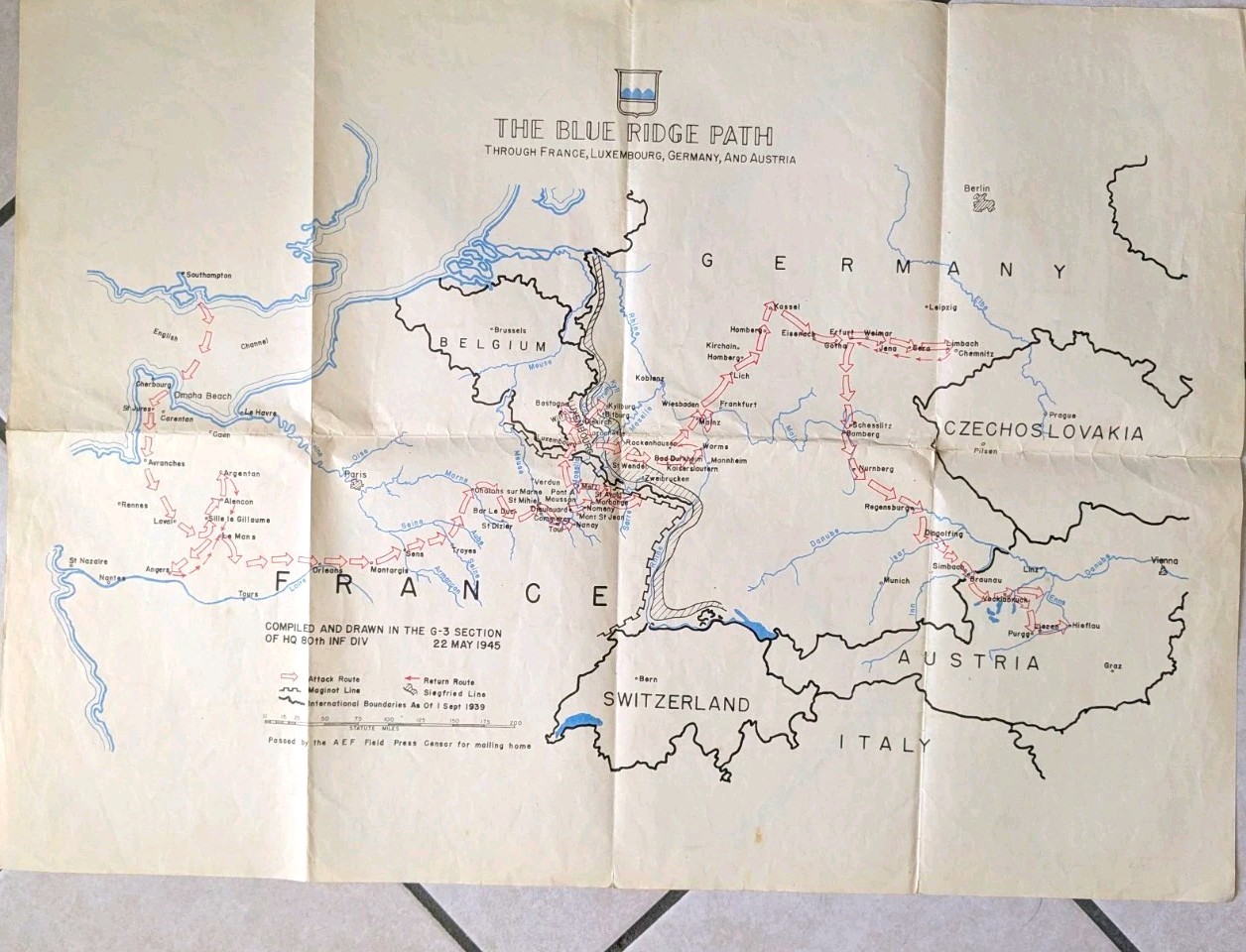 WW Two Campaign Maps  Blue Ridge path 80th  Division And  The 319th Infantry