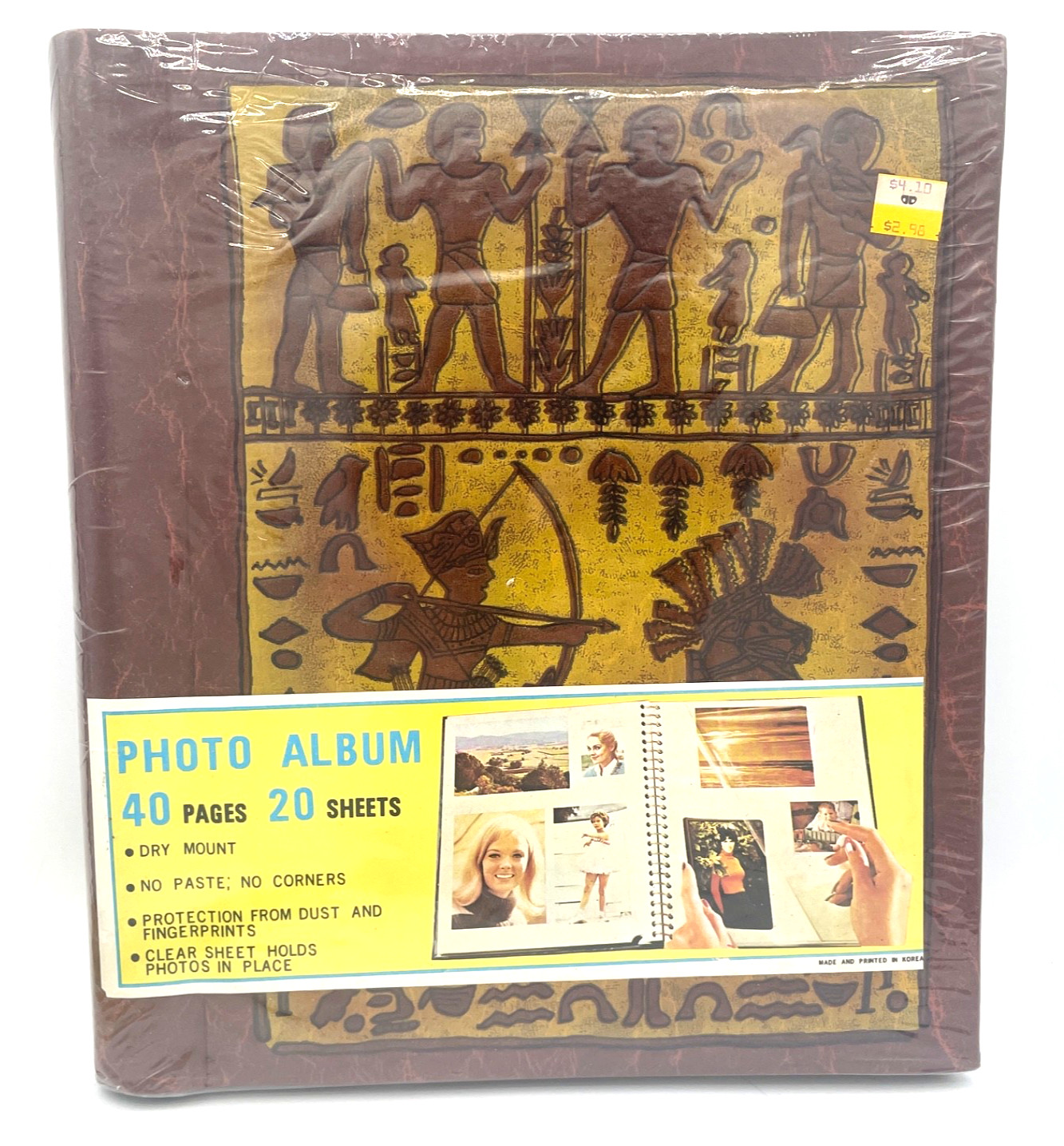 Vintage Egyptian Hieroglyphics Photo Album 40 Pages Made in Korea Sealed NOS