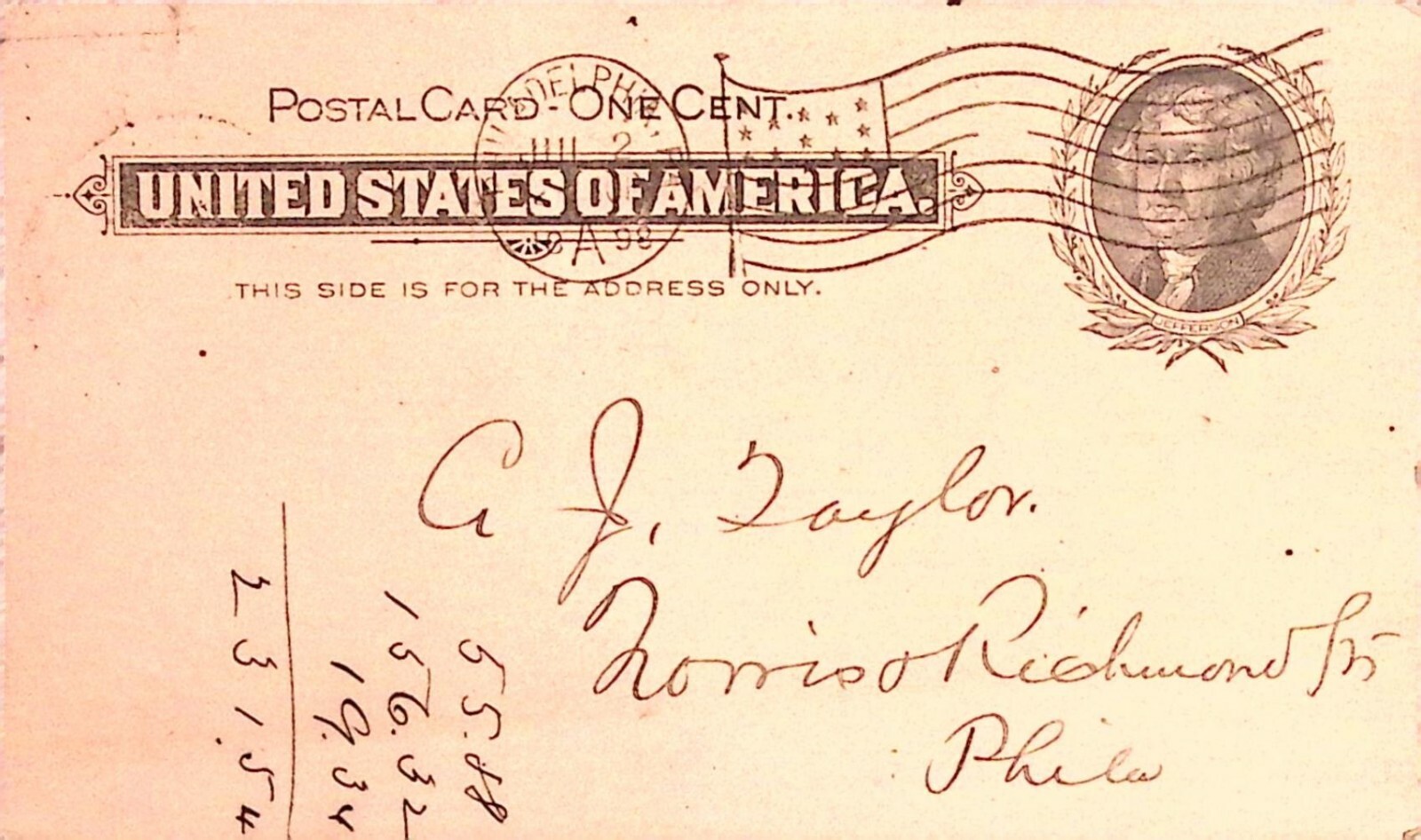 1898 Philadelphia Postcard Davis & Gorman Co Estate Legal Notice Auditor 1898 Philadelphia Postcard Davis & Gorman Co Estate Legal Notice Auditor