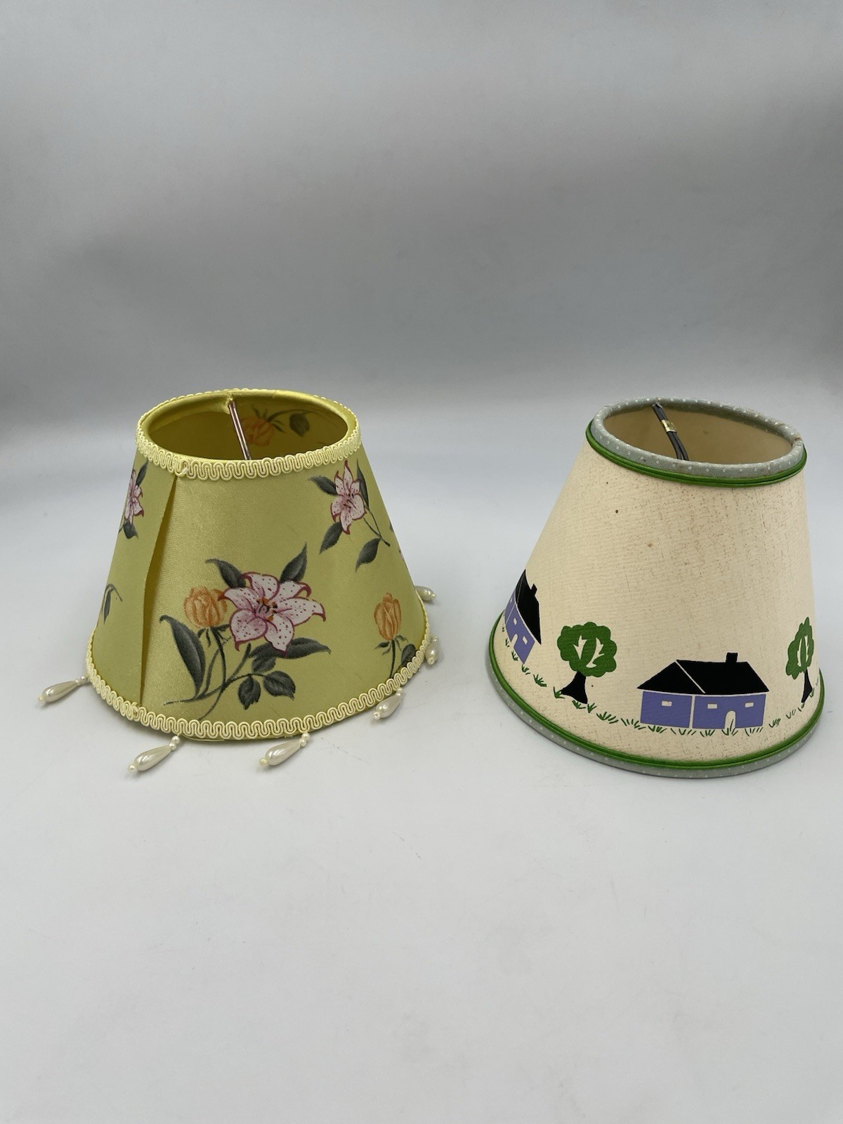 3 Vtg 1980s 5” Clip On Mini Chandelier Paper Lamp Shades 3 Vtg 1980s 5” Clip On Mini Chandelier Paper Lamp Shades