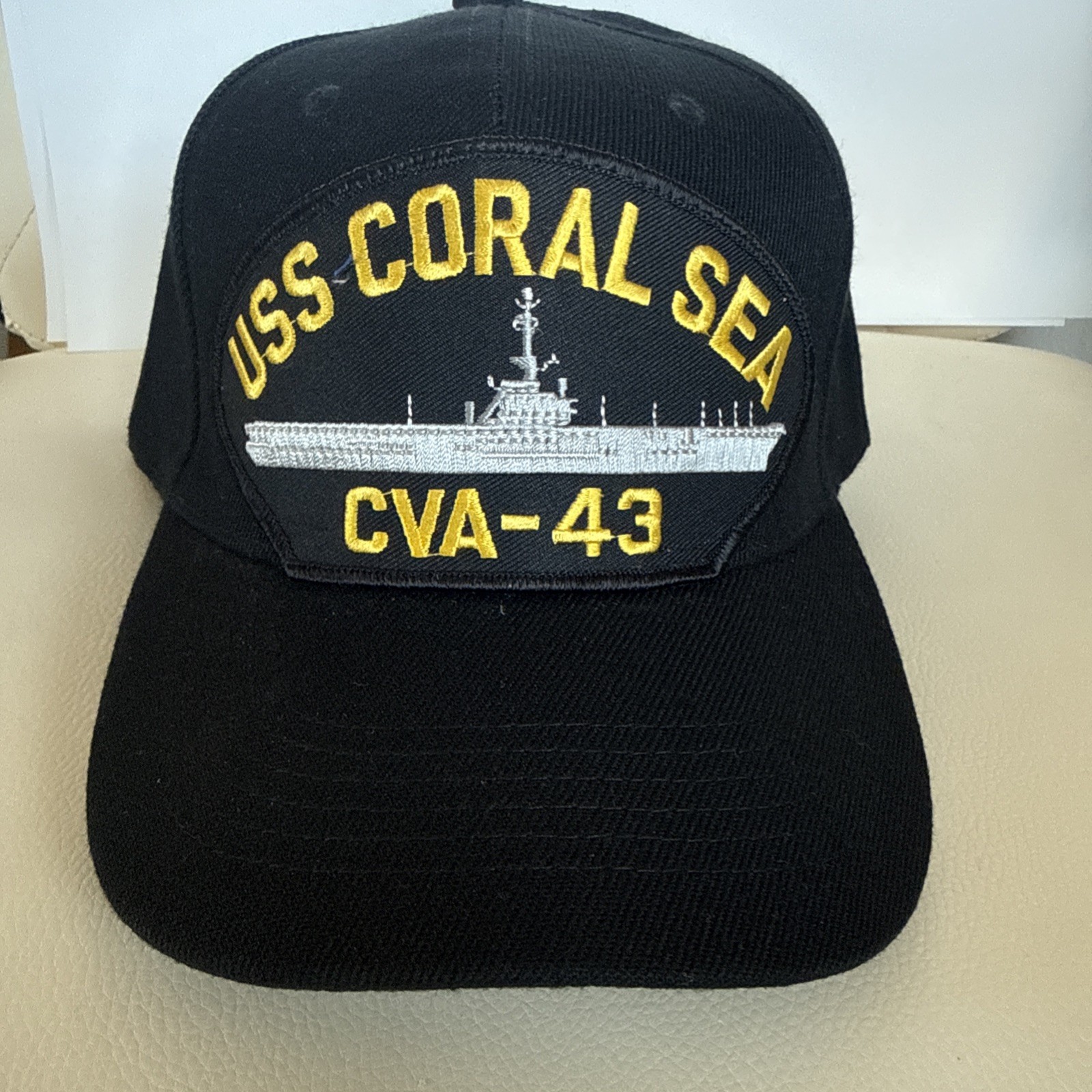 U.S. NAVY USS CORAL SEA CVA-43 TRUCK HAT BASEBALL CAP IN BLACK