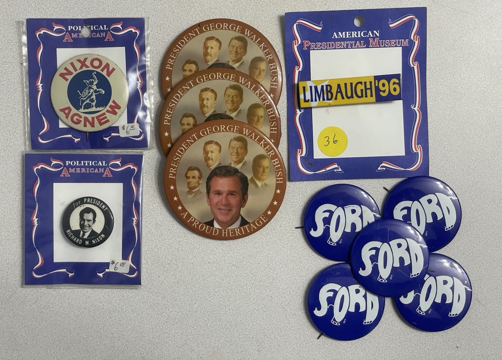 Vintage Republican Pin Back/magnet Lot - Bush, Nixon, Agnew, Limbaugh, Ford Vintage Republican Pin Back/magnet Lot - Bush, Nixon, Agnew, Limbaugh, Ford