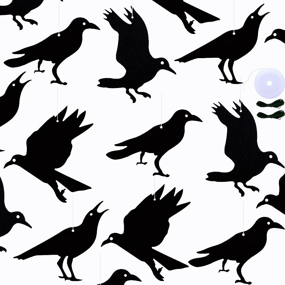 SaktopDeco 24 PCS Hanging Crow Decorations Felt Black Ornament SaktopDeco 24 PCS Hanging Crow Decorations Felt Black Ornament