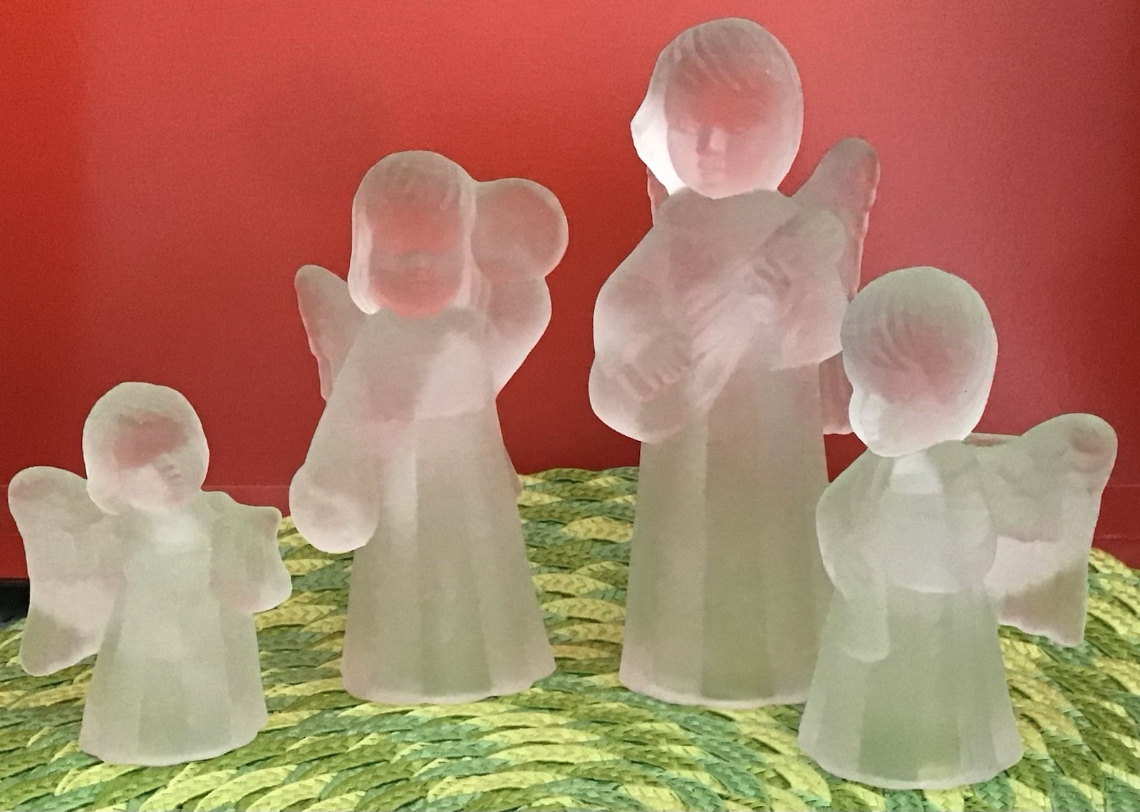 Vintage 1993 Macy's Crystal Angel Candle Holders Set of 4 Christmas K1852