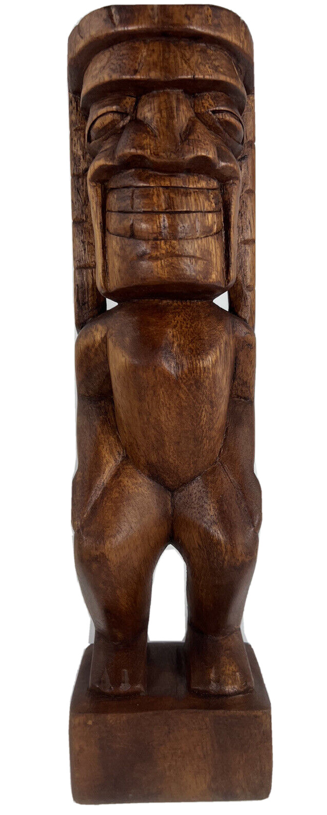 Hawaiian Tiki Statue 12”h Hand Carved Wood Ku Tiki God Hawaii Idol Figure