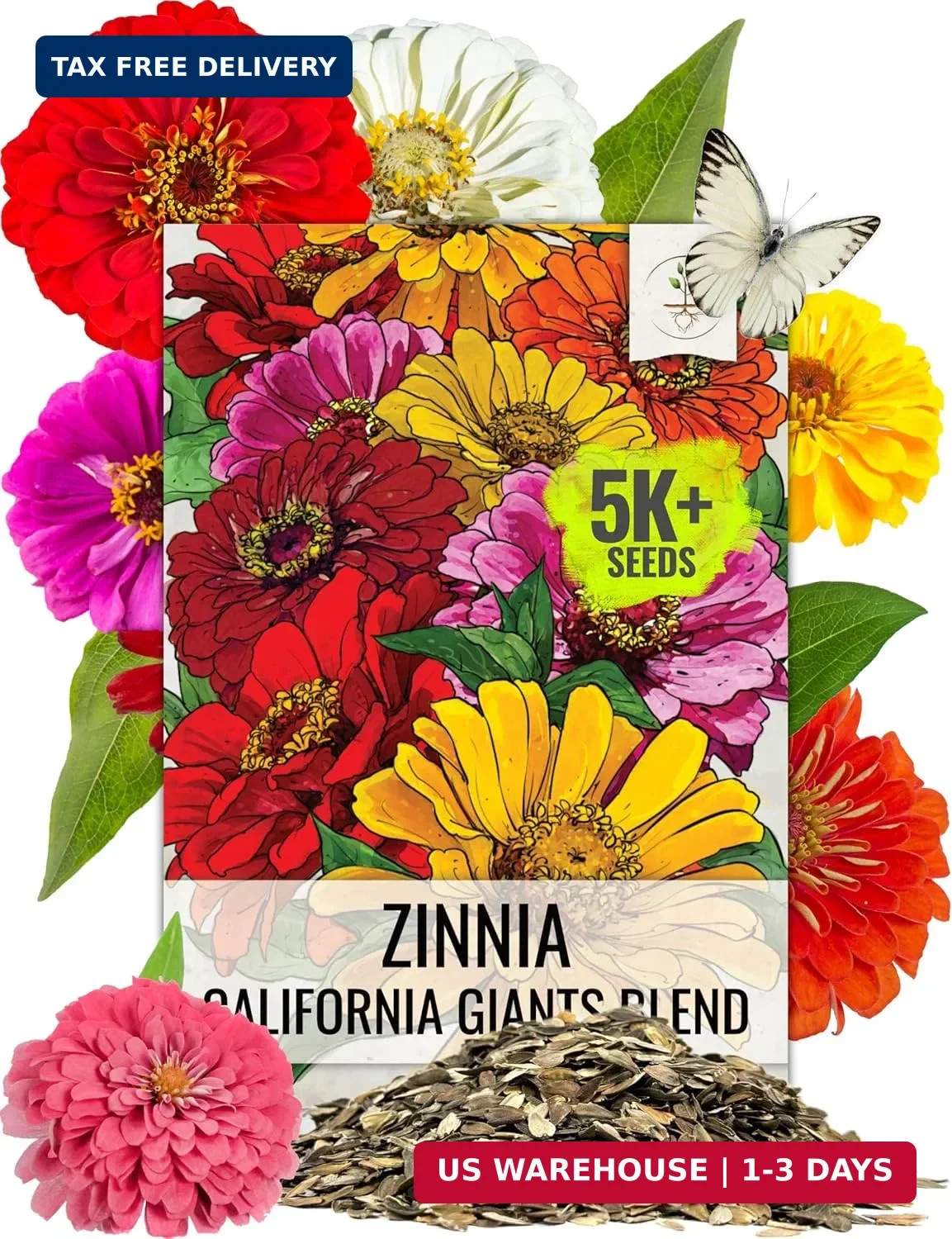 Seed Needs Zinnia Seeds California Giants Mix 5,000 Seeds Bulk Pack Seed Needs Zinnia Seeds California Giants Mix 5,000 Seeds Bulk Pack