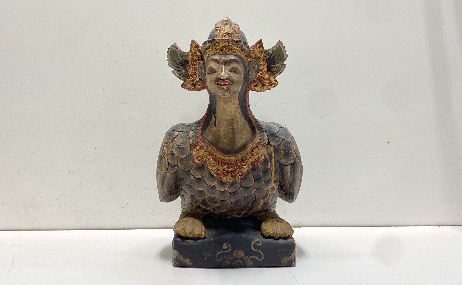 Unsigned Vintage Balinese Hand Carved Wood Mythical Bird Human Figure 16