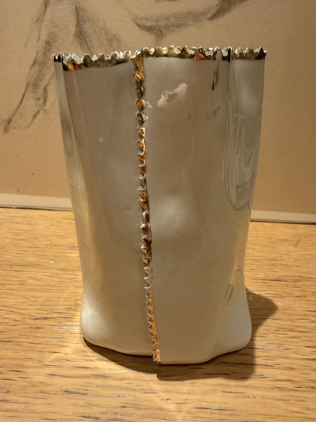Jacques Pouchain Atelier Dieulefit Rare Gilt Ceramic Vase Mid Century French Ext