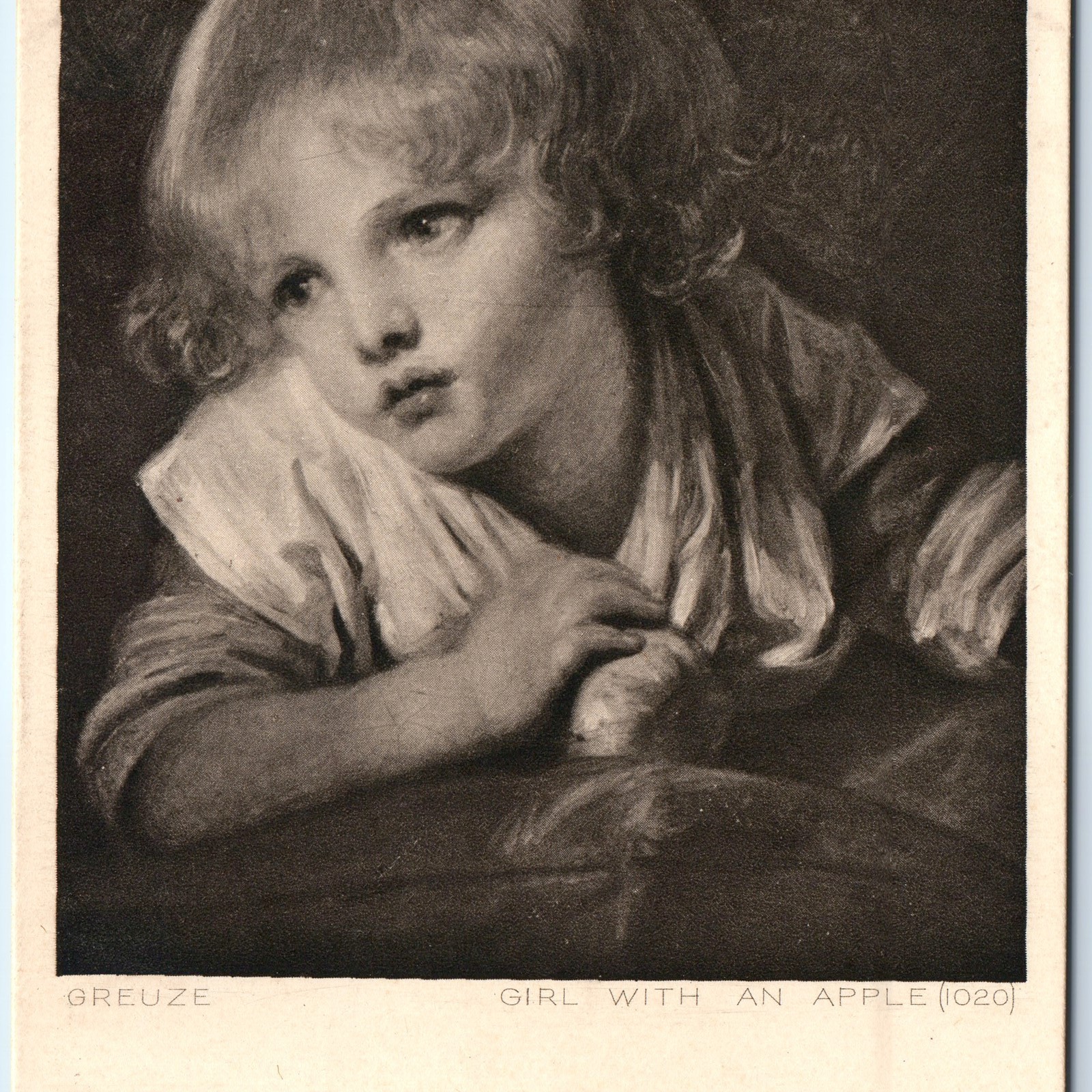 c1910s London, UK National Gallery Girl Apple Painting Greuze Art Portrait A351